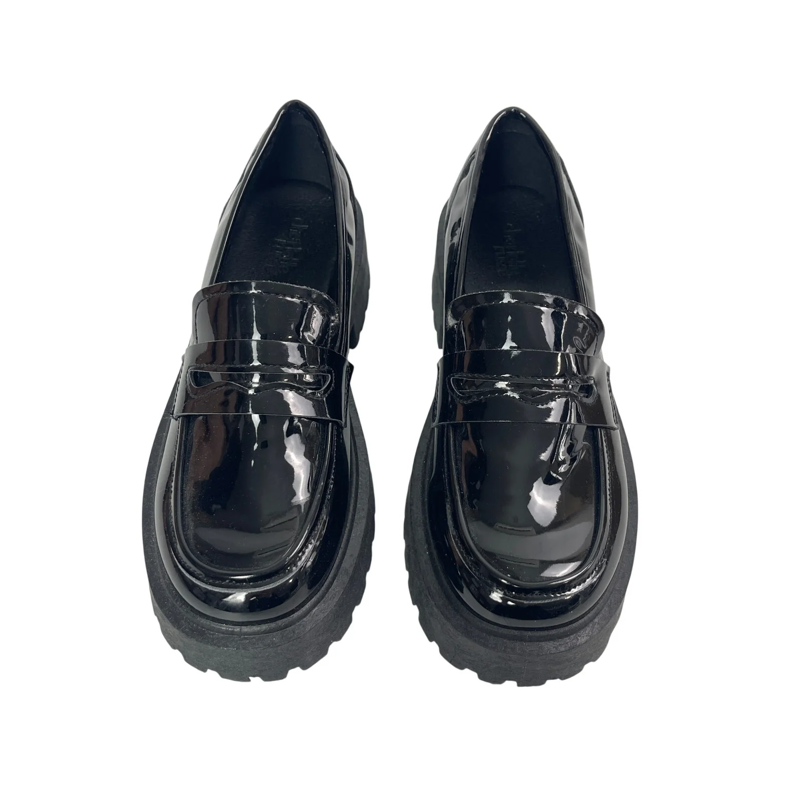 Charlotte Russe Black Panent Leather Slip On Platform Chunky Loafers Shoes Sz 7 - Image 2