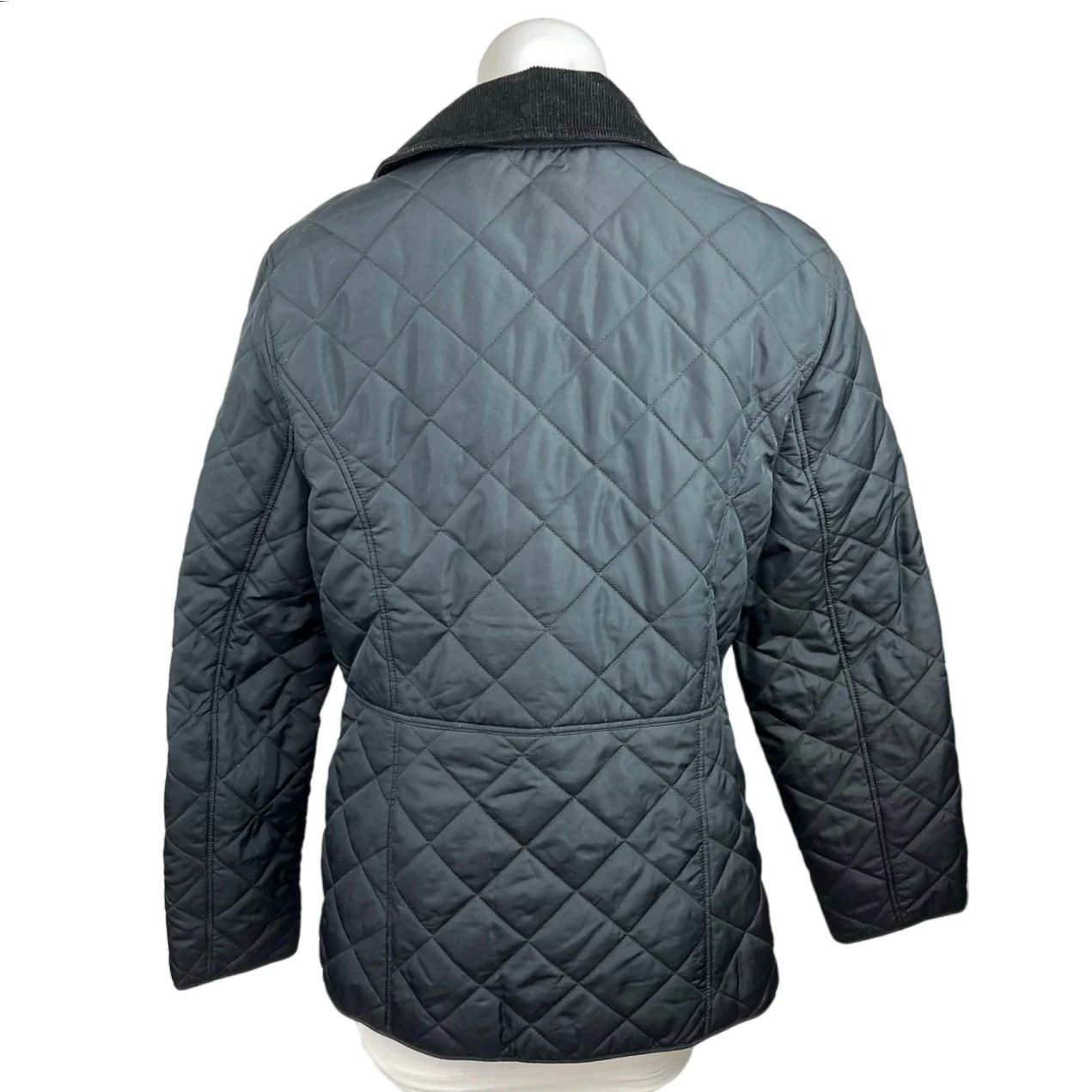 Charter Club Navy Corduroy Trim Snap Buttons Quilted Pockets Puffer Jacket Sz M - Image 3