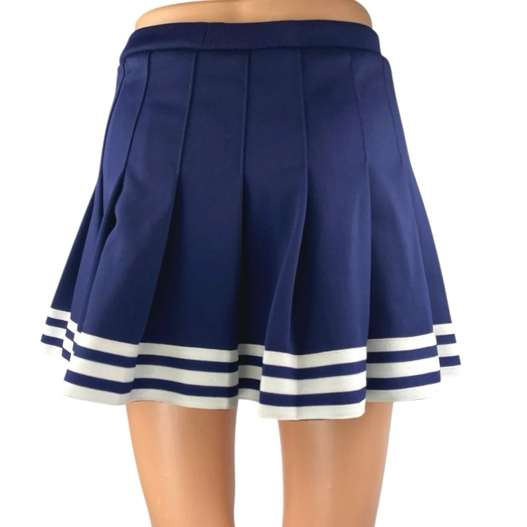 Cheerleading.com Women's Navy Blue White Stripes Pleated A Line Mini Skirt Sz XS - Image 3