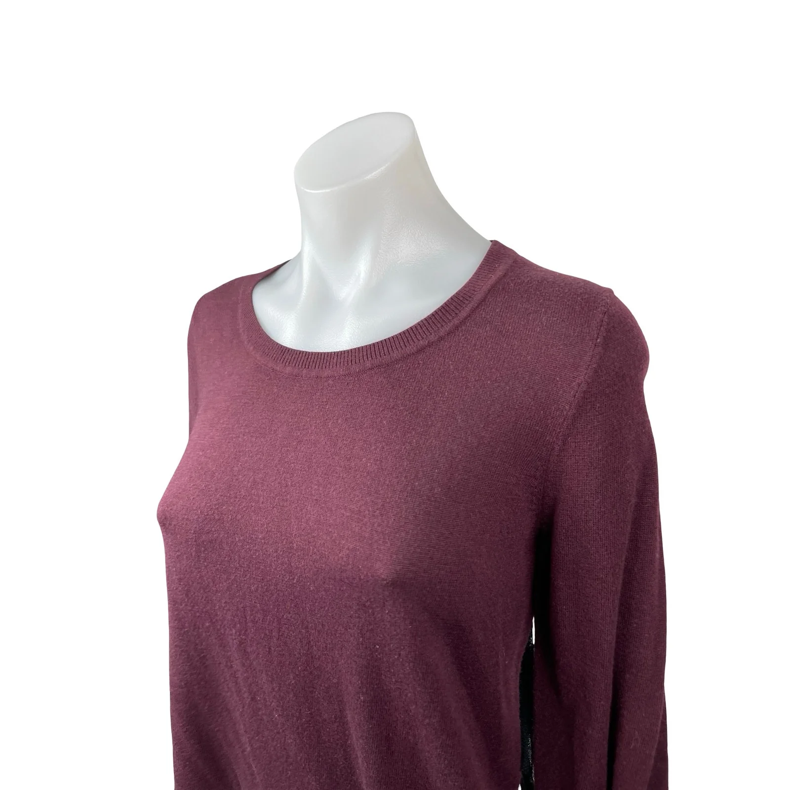 Chelsea 28 Red Maroon Sheer Mesh Back Ruffle Long Sleeve Sweatshirt Top Size M - Image 3