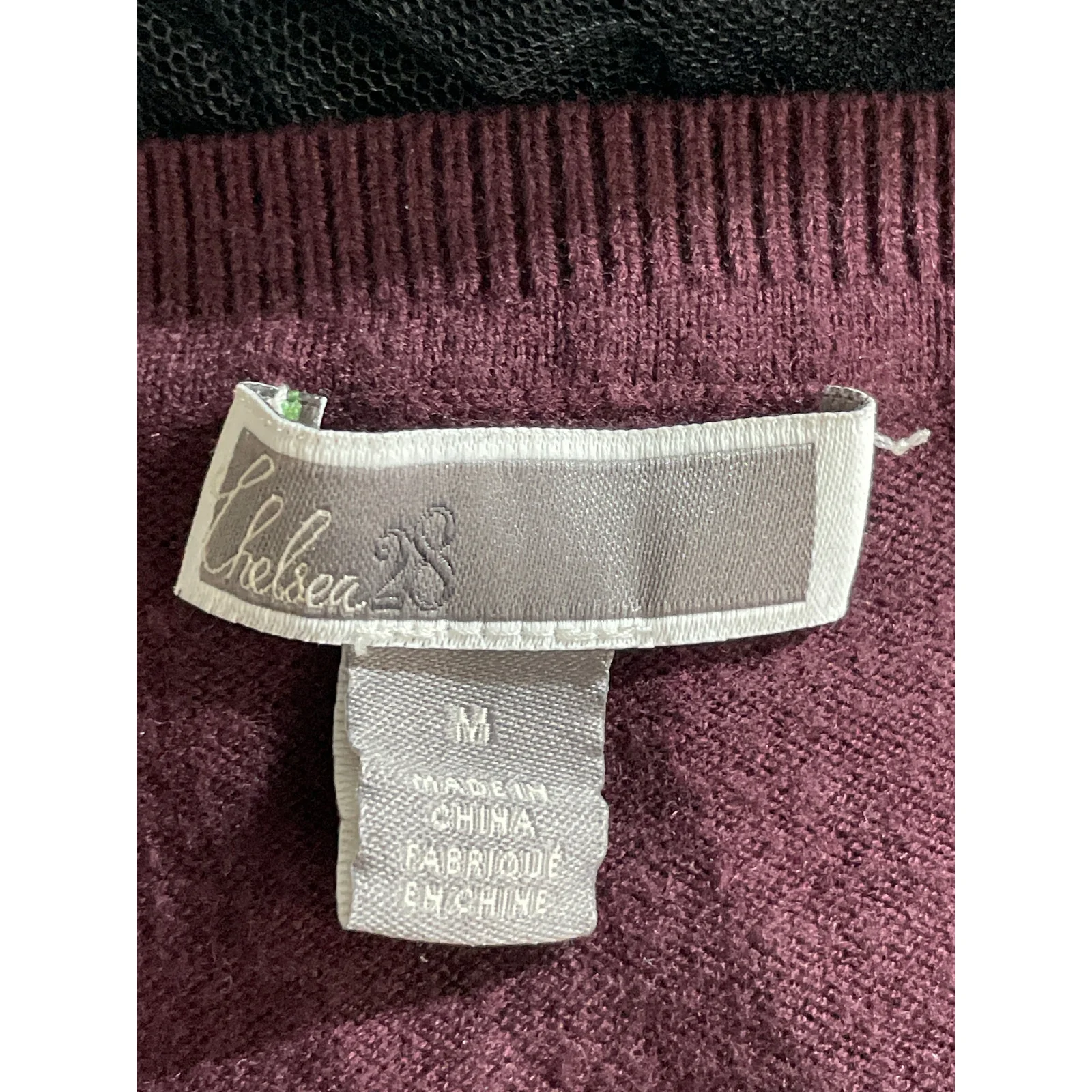 Chelsea 28 Red Maroon Sheer Mesh Back Ruffle Long Sleeve Sweatshirt Top Size M - Image 4