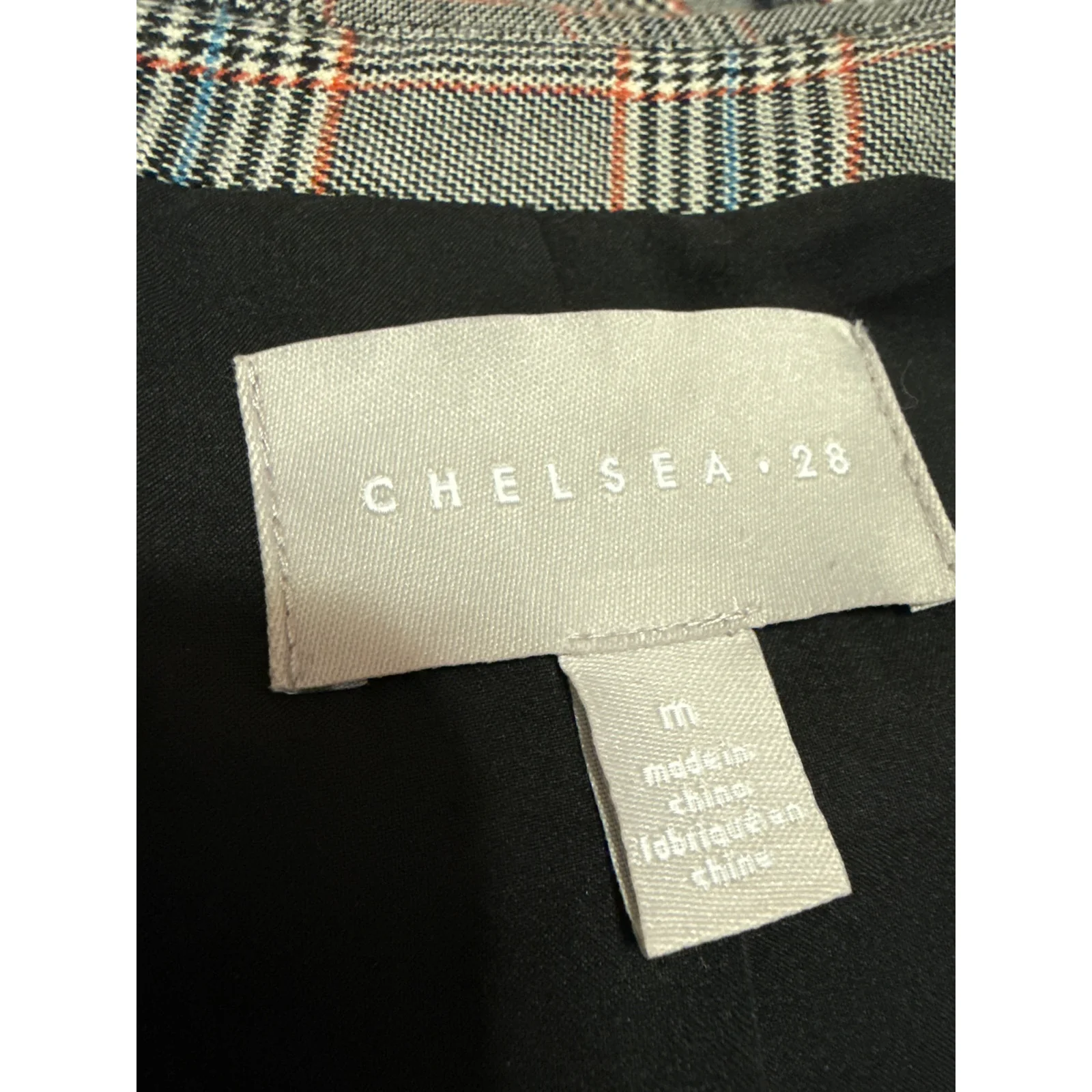 Chelsea28 Women's Gray Plaid Tartan Long Sleeve Blazer Coat Suit Jacket Size M - Image 3