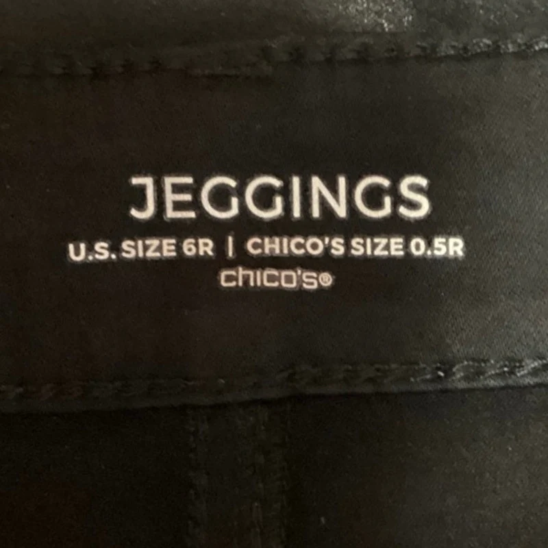 Chico's Black Coated Skinny Leg High Rise Stretch Jeggings Jeans Pants Size 6 - Image 4