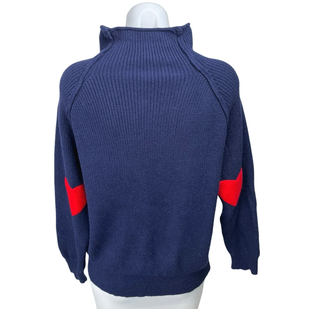 Chicwish Blue Ribbed Turtleneck Long Sleeve Heart Patched Pullover Sweater Top M - Image 3