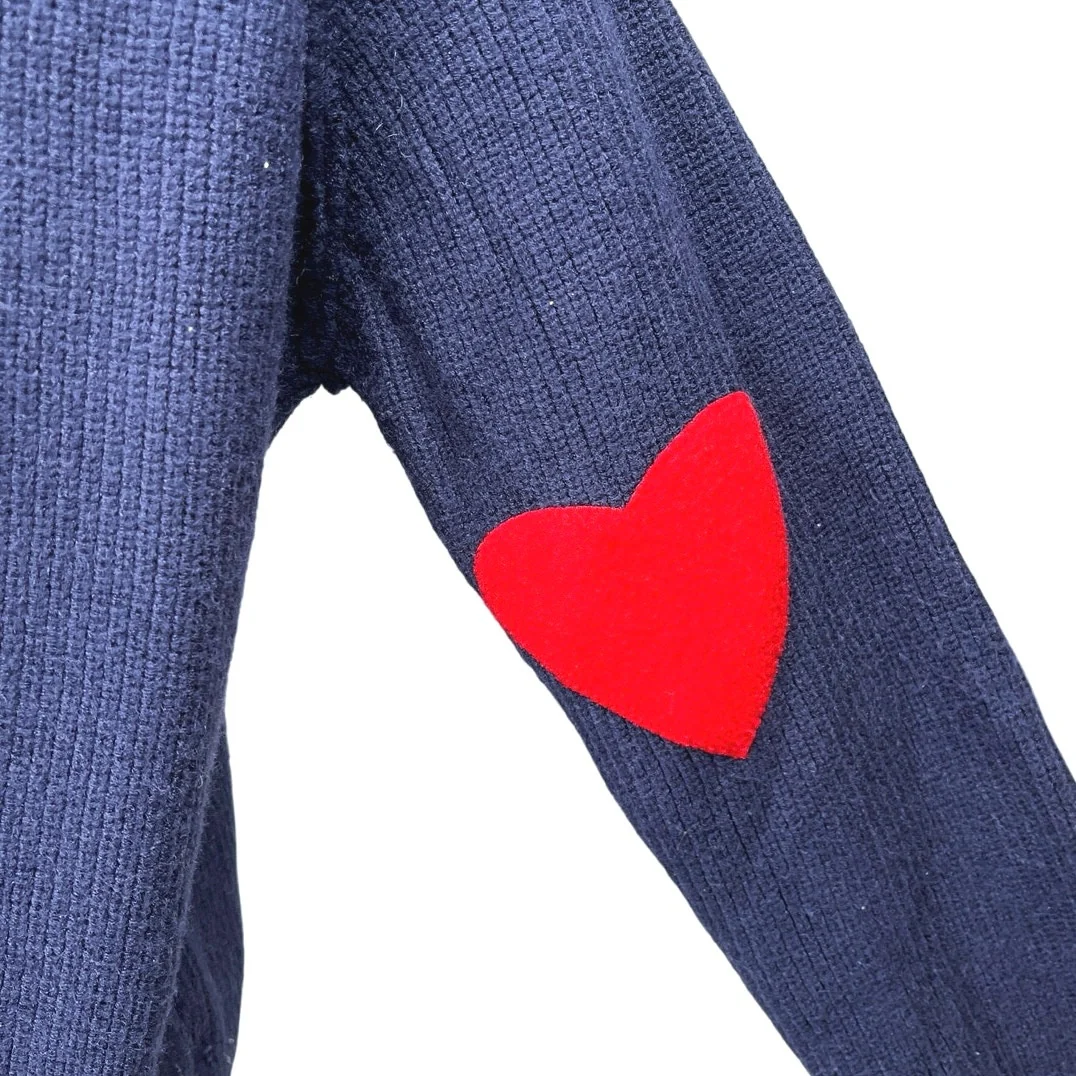 Chicwish Blue Ribbed Turtleneck Long Sleeve Heart Patched Pullover Sweater Top M - Image 4