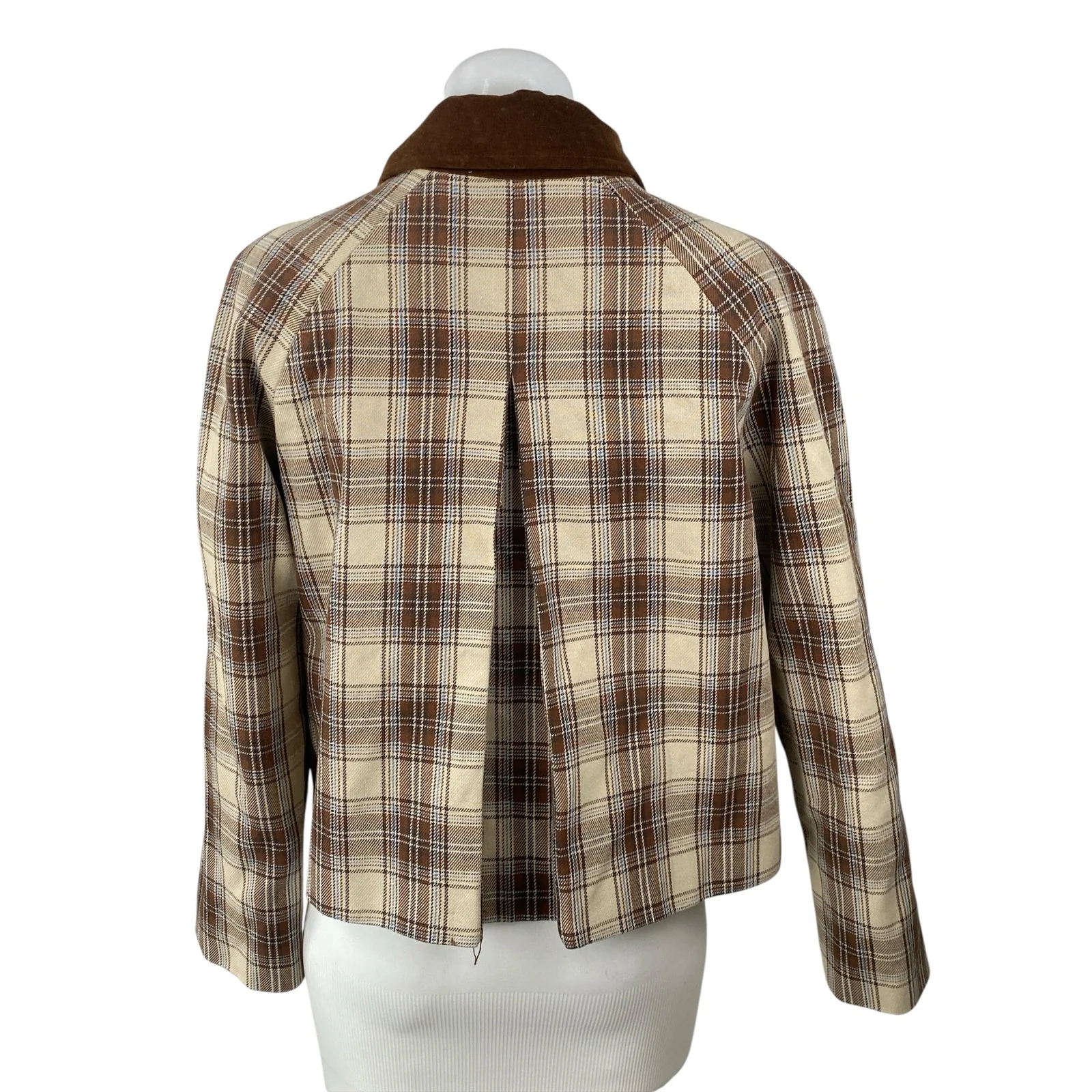 Christian Lacroix Plaid Check Collared Long Sleeve Shacket Crop Coat Jacket Sz 2 - Image 4