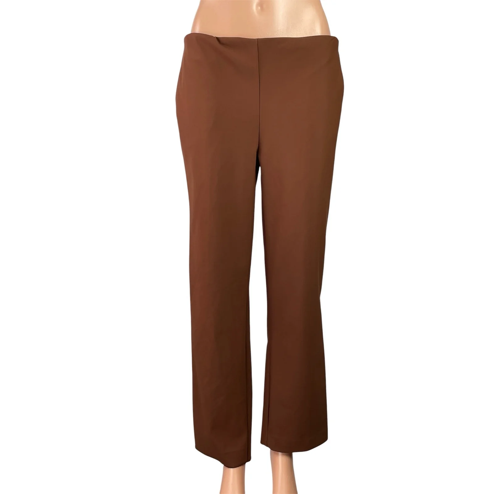 Christian Siriano Women's Brown High Rise Straight Leg Trousers Pants Size 6