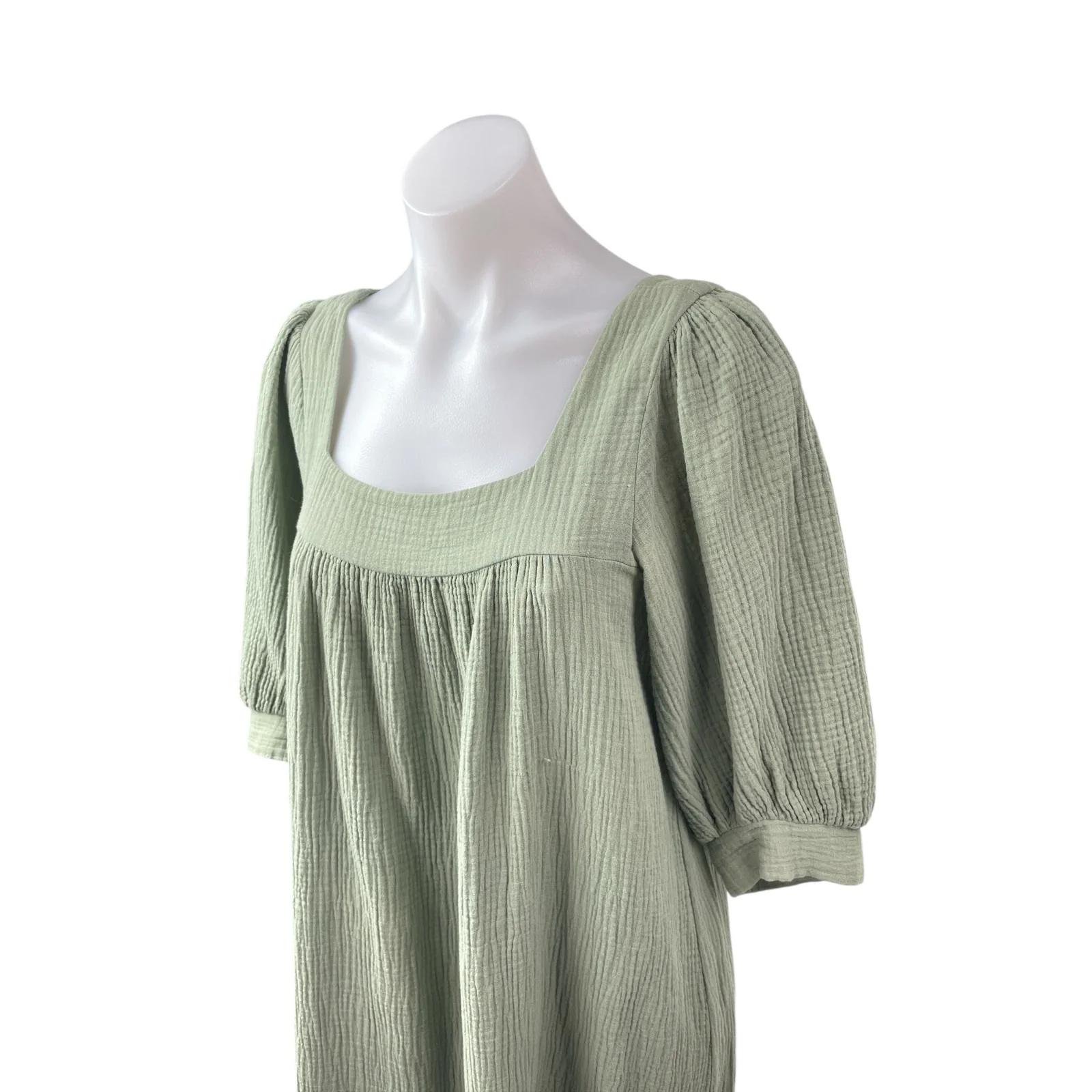 Christy Dawn Bianca Green Half Sleeve Gauze Drop Waist Babydoll Midi Dress Sz M - Image 2