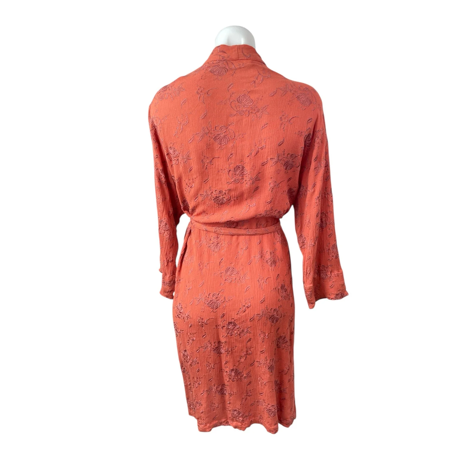 Christy Dawn Floral Embroidered Tie Waist Cover Up Kimono Cover Up Wrap Robe S/M - Image 4