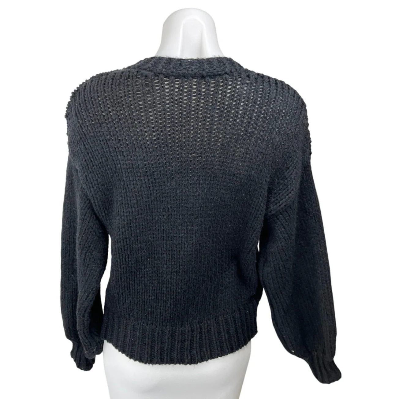 Cider Black Yellow Fruits 3D Knit V Neck Button Down Cardigan Sweater Top Size M - Image 2