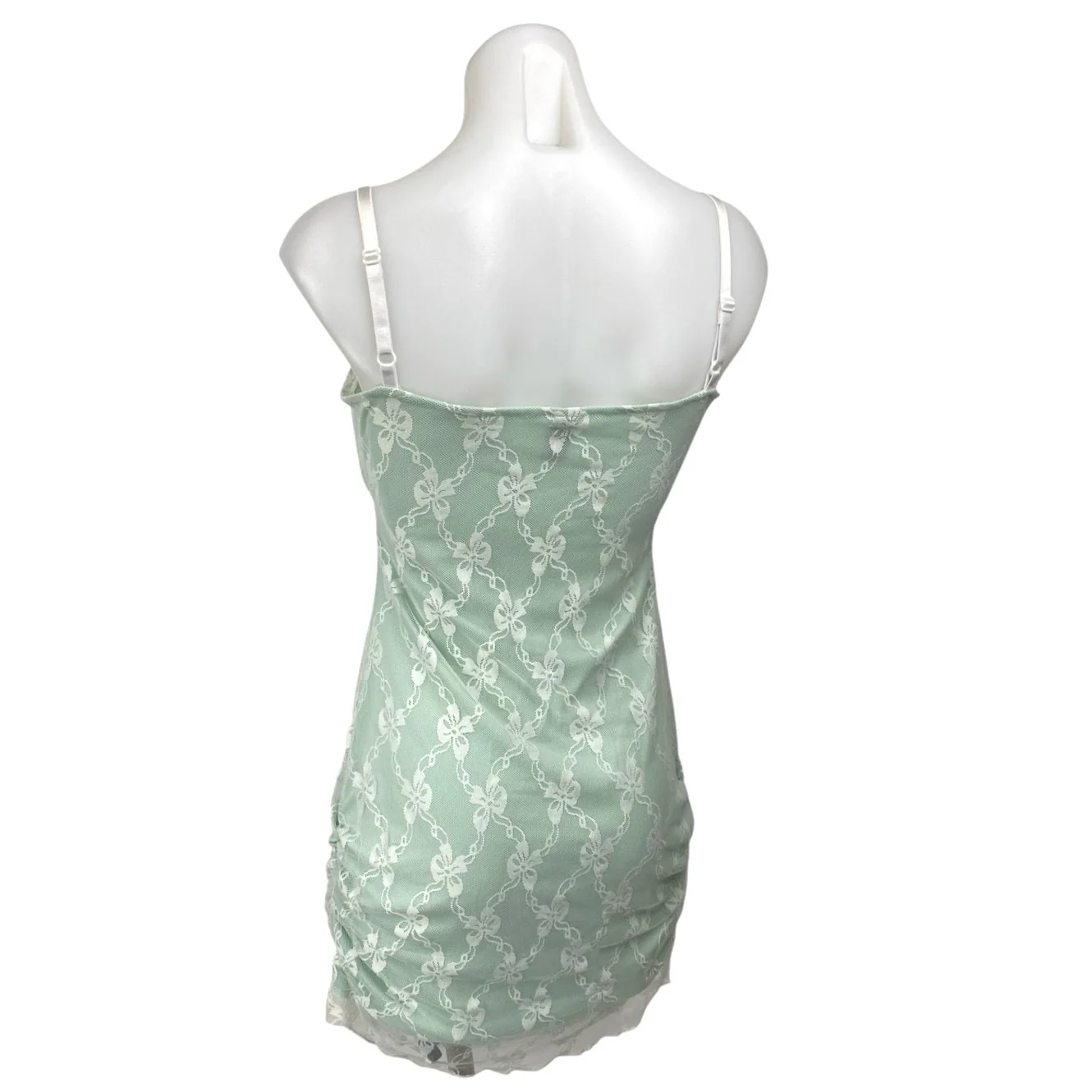 Cider Green Floral Lace Sleeveless Cami Camisole Mini Bodycon Tank Dress Size S - Image 2