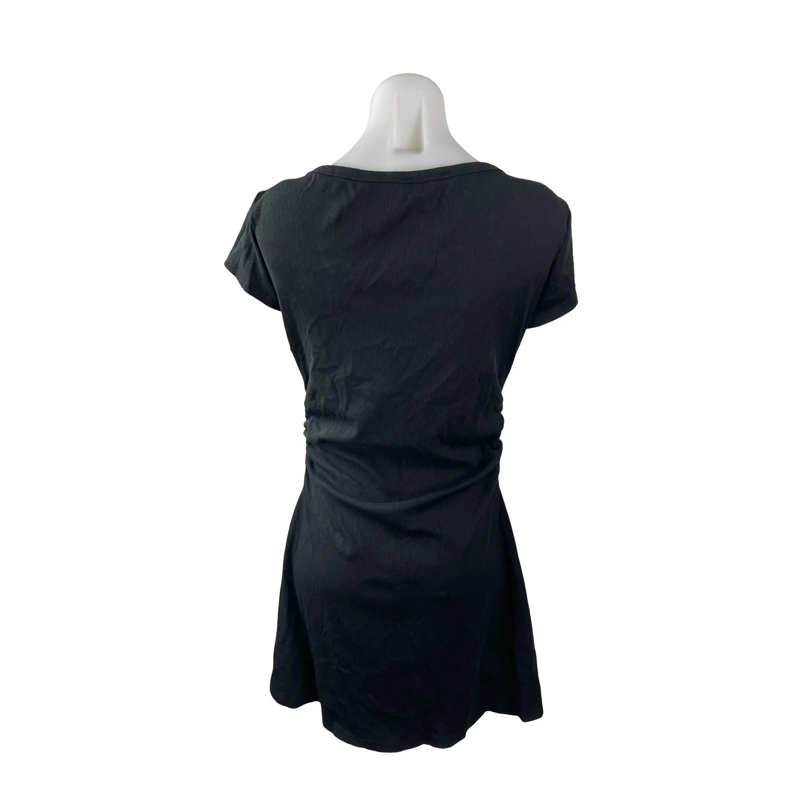 Cider Women's Black Short Sleeve Boat Neck Ruched A Line Mini Dress Size 0XL - Image 4