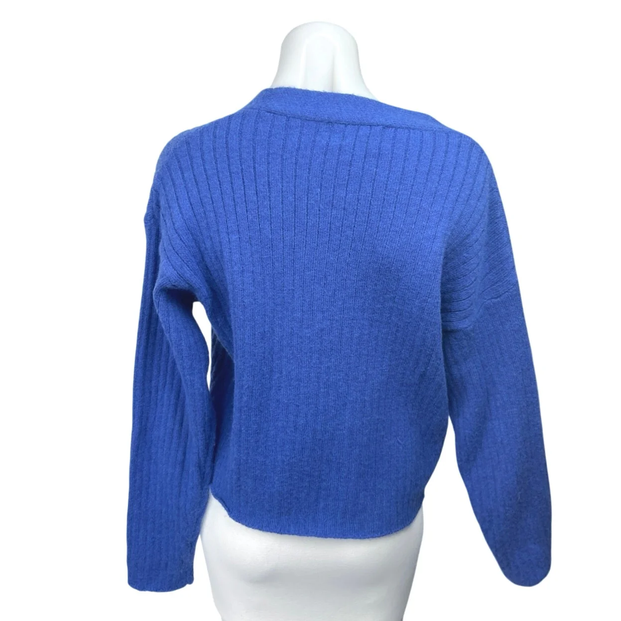 Cider Women's Blue Ribbed Knit Long Sleeve Button Down Cardigan Sweater Top Sz L - Image 3