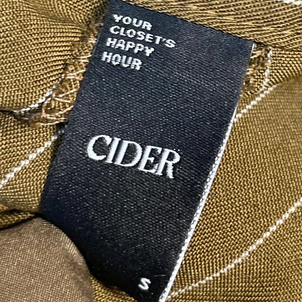 CIDER Women's Brown Pinstripe Pleated Mid Rise Casual Wide Leg Trouser Pants S - Image 4