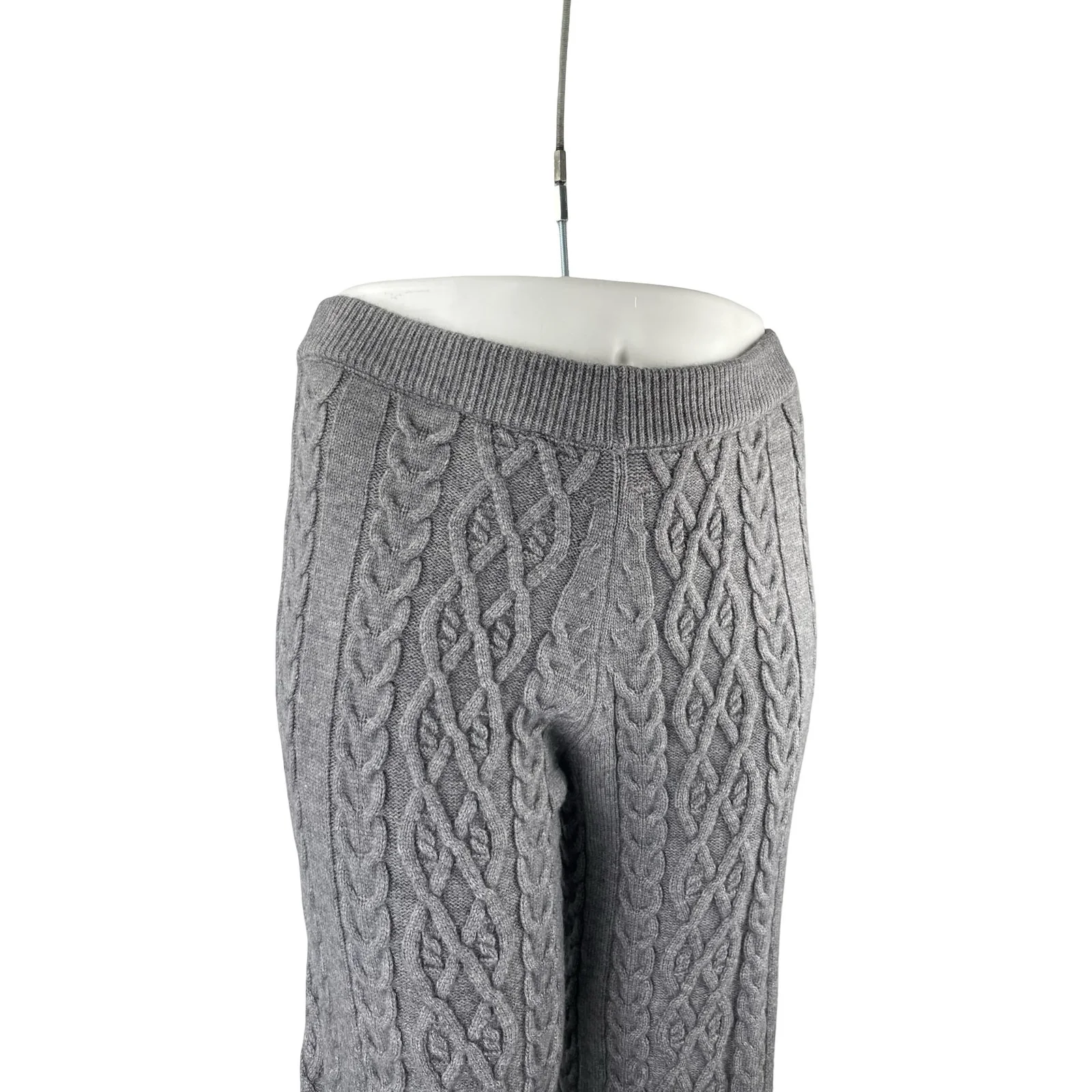 Cider Women's Gray Cable Knit Wide Leg Sweater Lounge Trousers Pants Size 0XL - Image 2