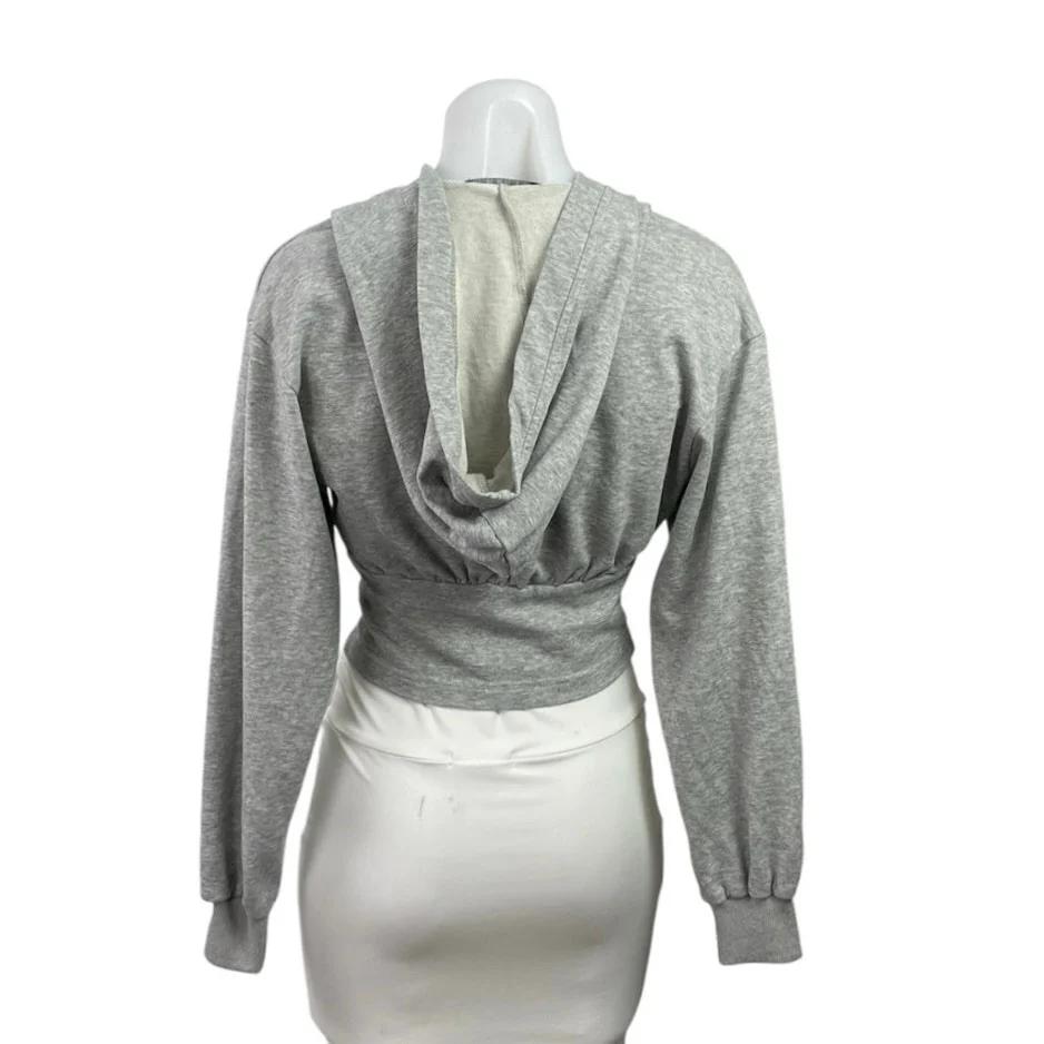 Cider Women's Gray Long Sleeve Zip Hoodie Hooded Corset Sweatshirt Top Size XS - Image 3
