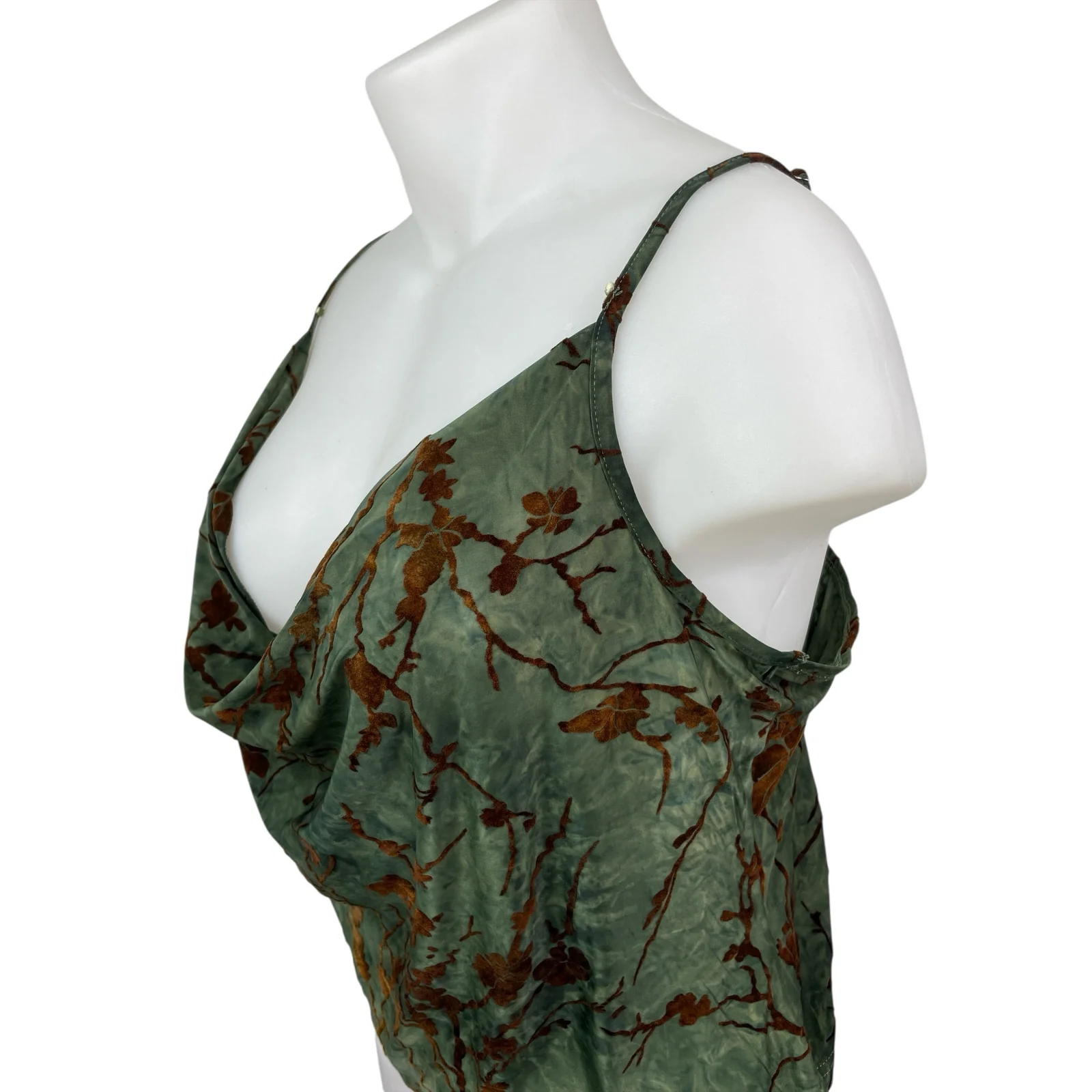 Cider Women's Green Tie Dye Floral Cowl Neck Sleeveless Cami Camisole Tank 4XL - Image 2