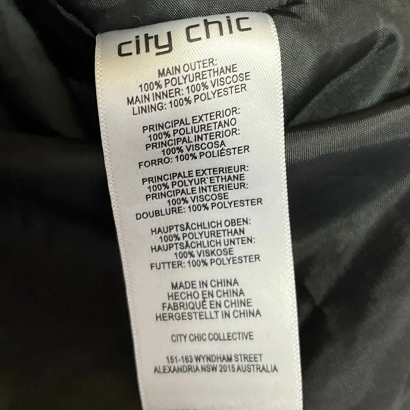 City Chic Women's Black Faux Leather Vegan Full Zip Biker Moto Coat Jacket Sz S - Image 5