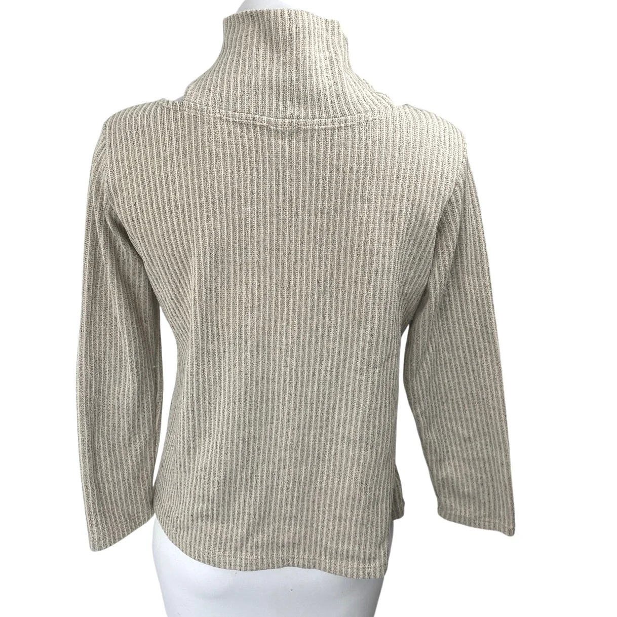 Clara Sun Woo Women's Beige Long Sleeve V Neck Turtleneck Sweater Top Size S - Image 2