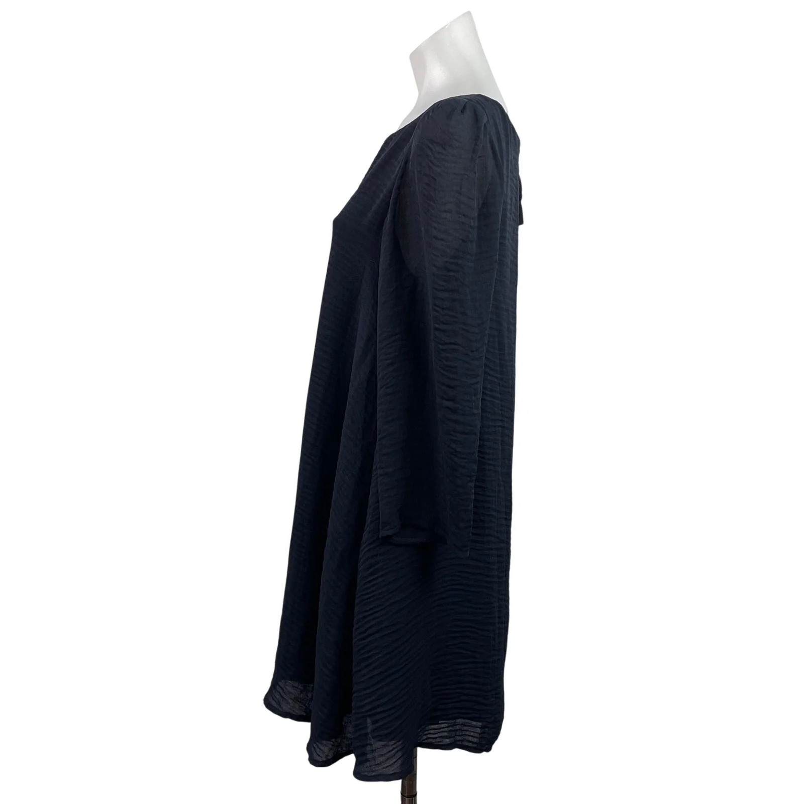 Claudie Pierlot Womens Navy Blue Textured Long Sleeve Mini Shift Dress Size L - Image 2