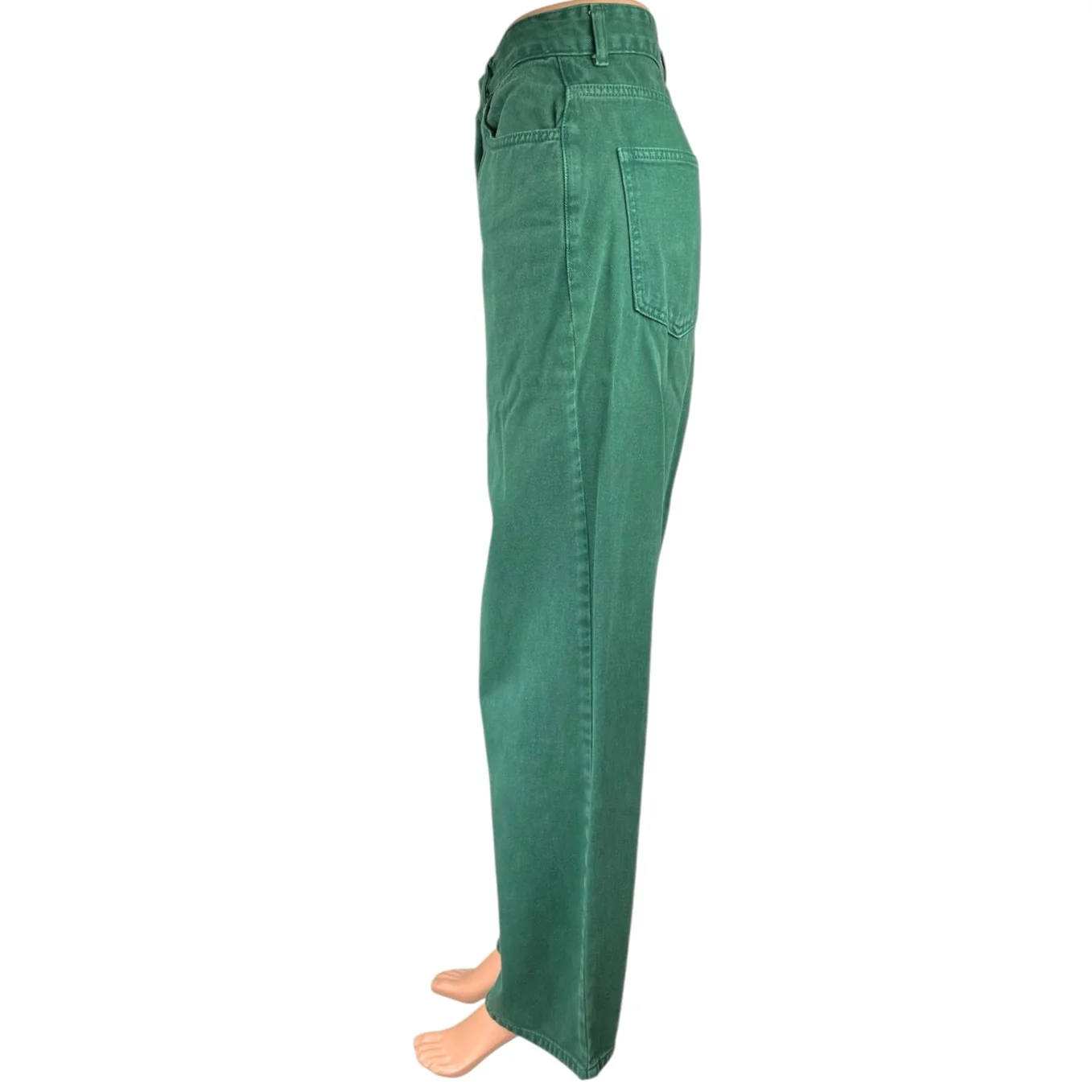 Clemence Women's Green High Waist Straight Wide Leg Denim Jeans Pants Size 10 - Image 2