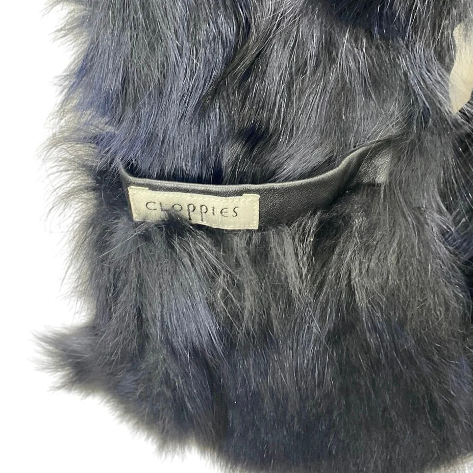 Cloppies Black Faux Fur Fleece Vest Fluffy Winter Snow Cozy Neck Scarp Wrap OS - Image 2