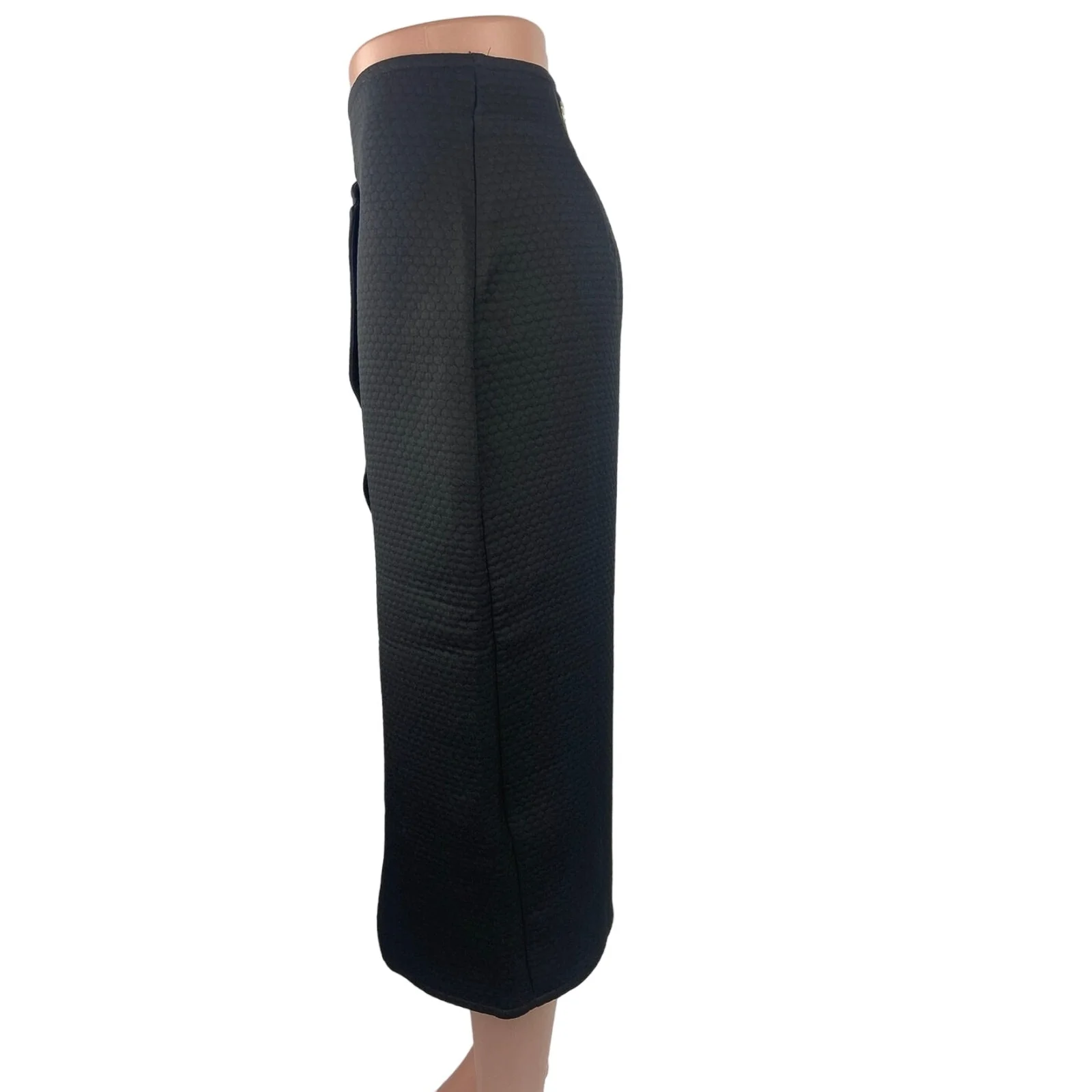 Closet Black Asymmetrical Button Front Pencil Cut Knee Length Wrap Skirt Size 6 - Image 3
