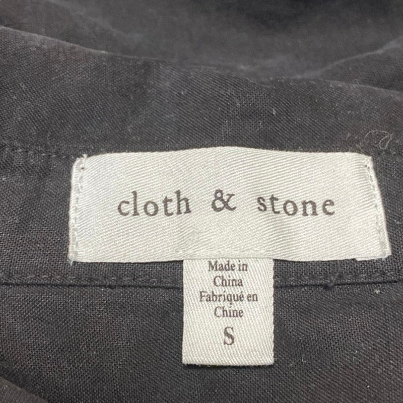 Cloth & Stone Black Collared Short Sleeve Button Down Crop Blouse Shirt Top Sz S - Image 3
