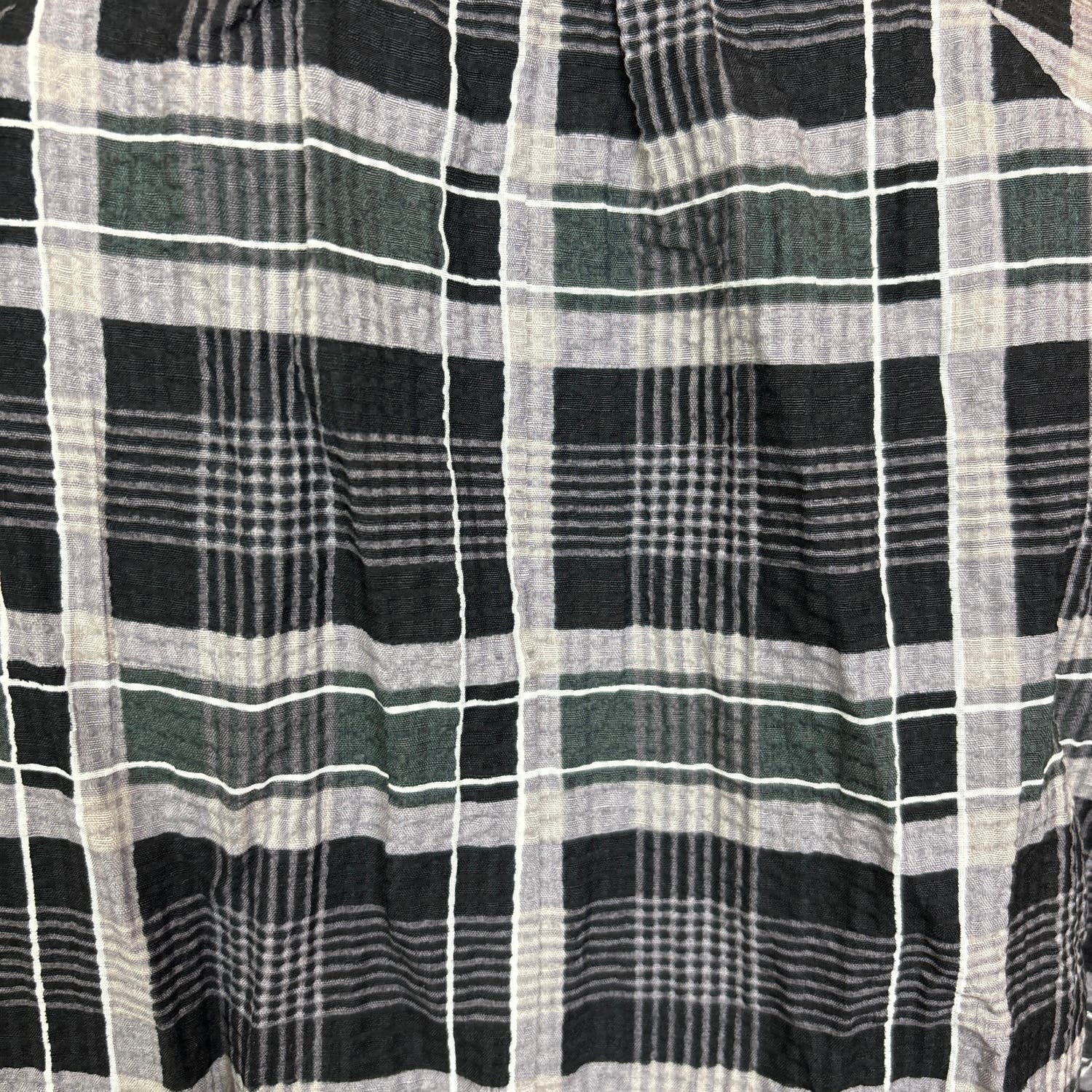 Club Monaco Black Gray Linen Blend Plaid Mini Puff Sleeve Shirt Dress Size XS - Image 6