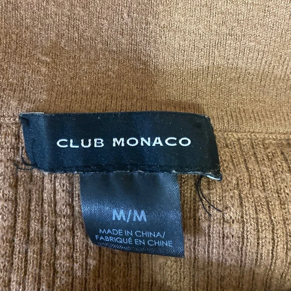 Club Monaco Brown V-neck Collar Rib Knit Long Sleeve Stretch Pullover Sweater M - Image 4