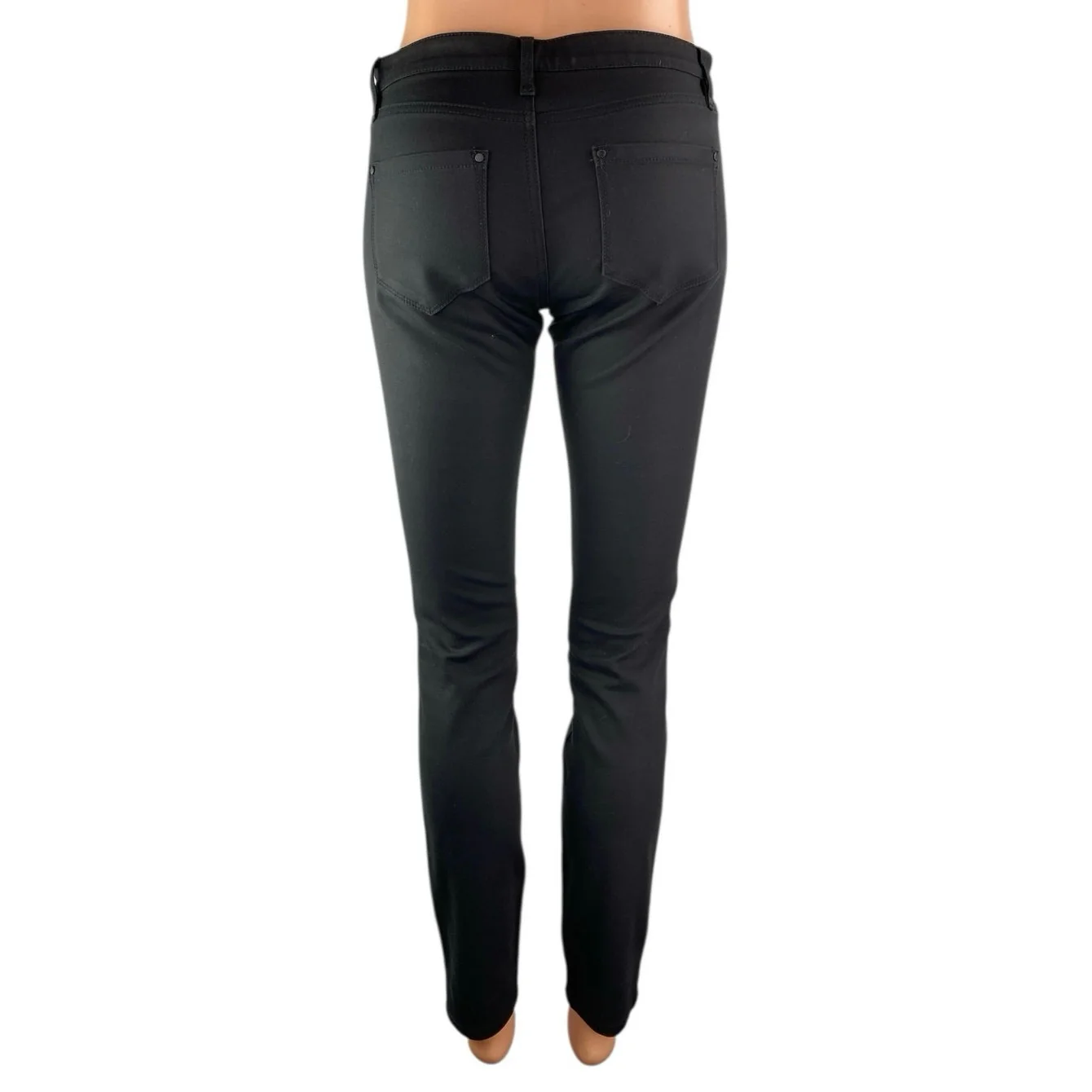 Club Monaco Women's Black Low Waist Zip Pockets Slim Fit Skinny Trousers Pants 2 - Image 2