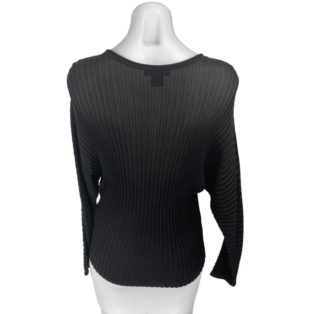 Club Monaco Women's Black Rib Knit Boatneck Long Dolman Sleeve Sweater Top Sz S - Image 2