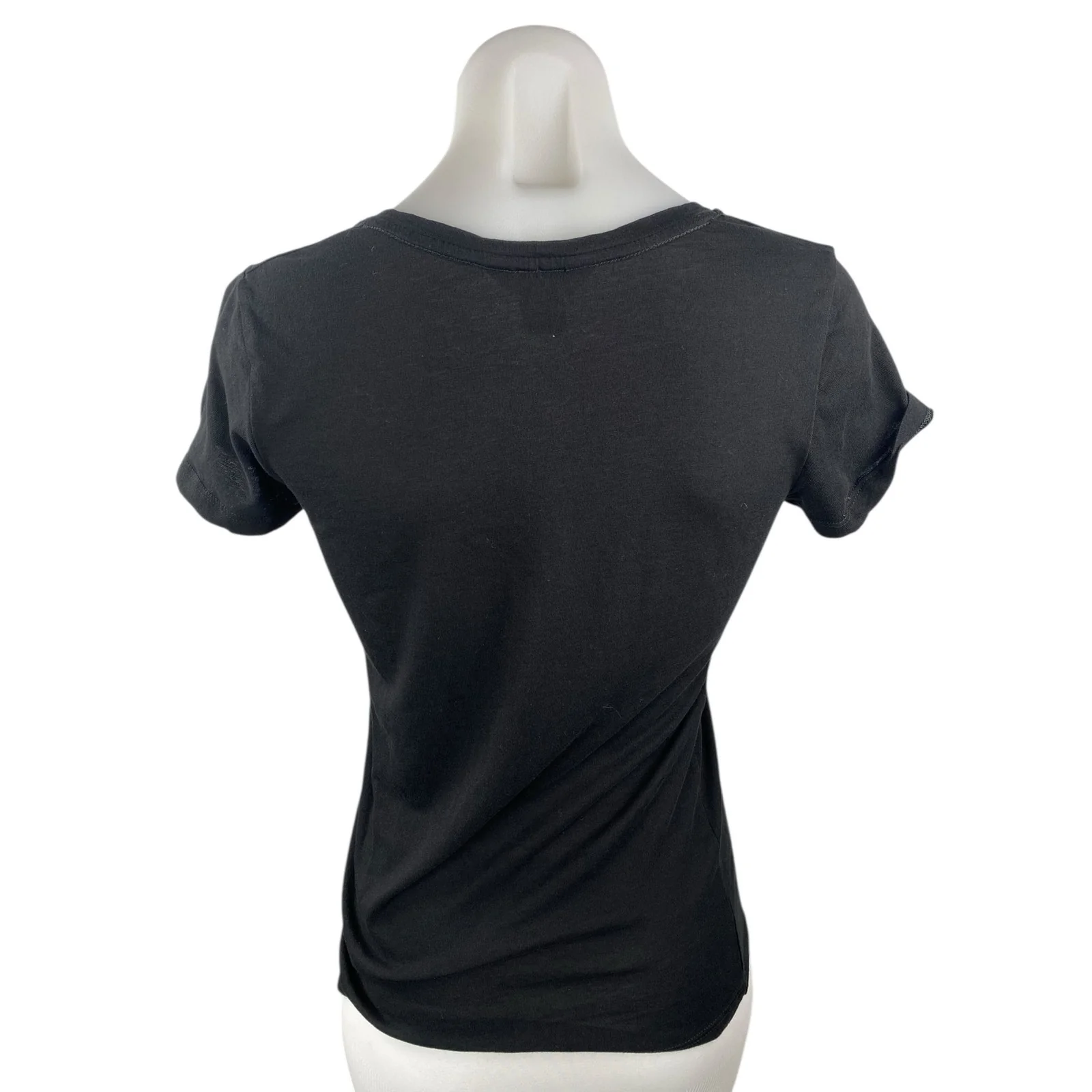 Club Monaco Women's Black Short Sleeve V Neck Basic T Shirt Tee Top Size XS - Image 4