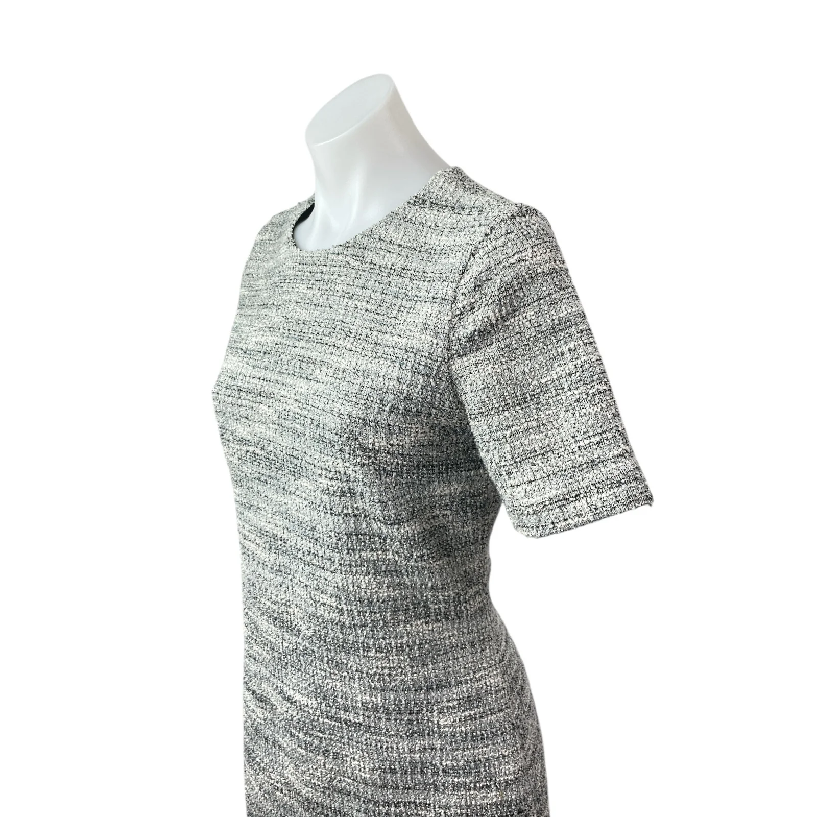 Club Monaco Women's Gray Heather Tweed Short Sleeve Mini Sheath Dress Size M - Image 2