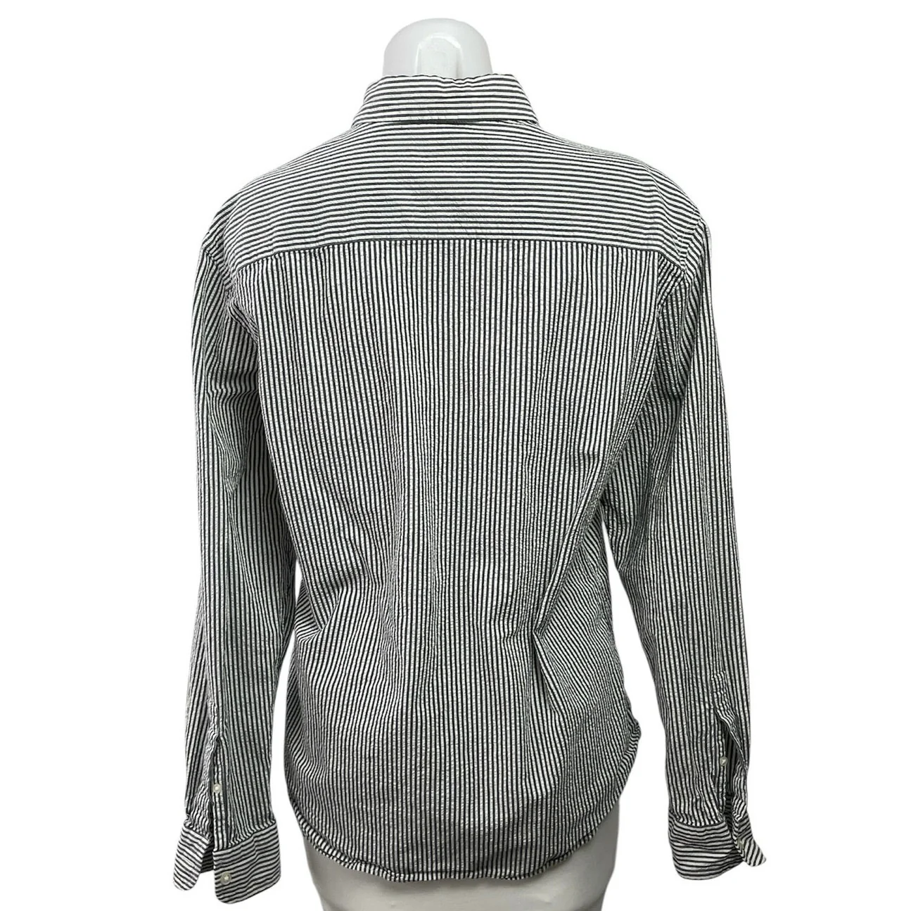 Club Monaco Women's Gray White Striped Slim Fit Button Down Shirt Top Size M - Image 3