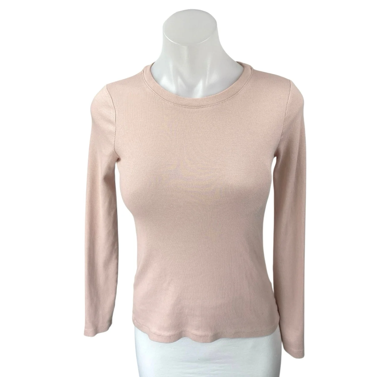 Club Monaco Women's Pink Ribbed Knit Long Sleeve Crew Neck Sweater Top Size S