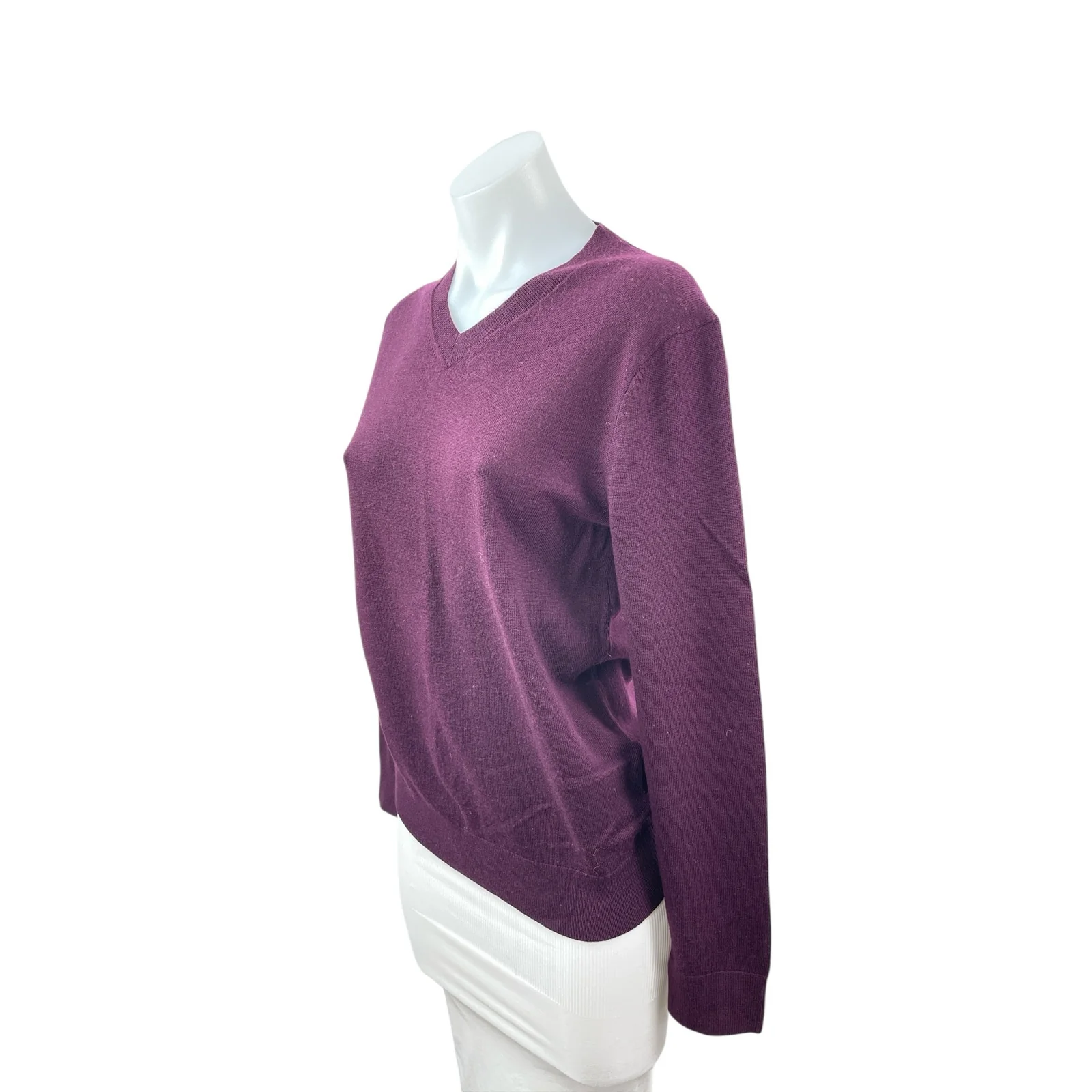 Club Monaco Womens Purple 100% Wool Long Sleeve V Neck Knit Sweater Top Size S - Image 2