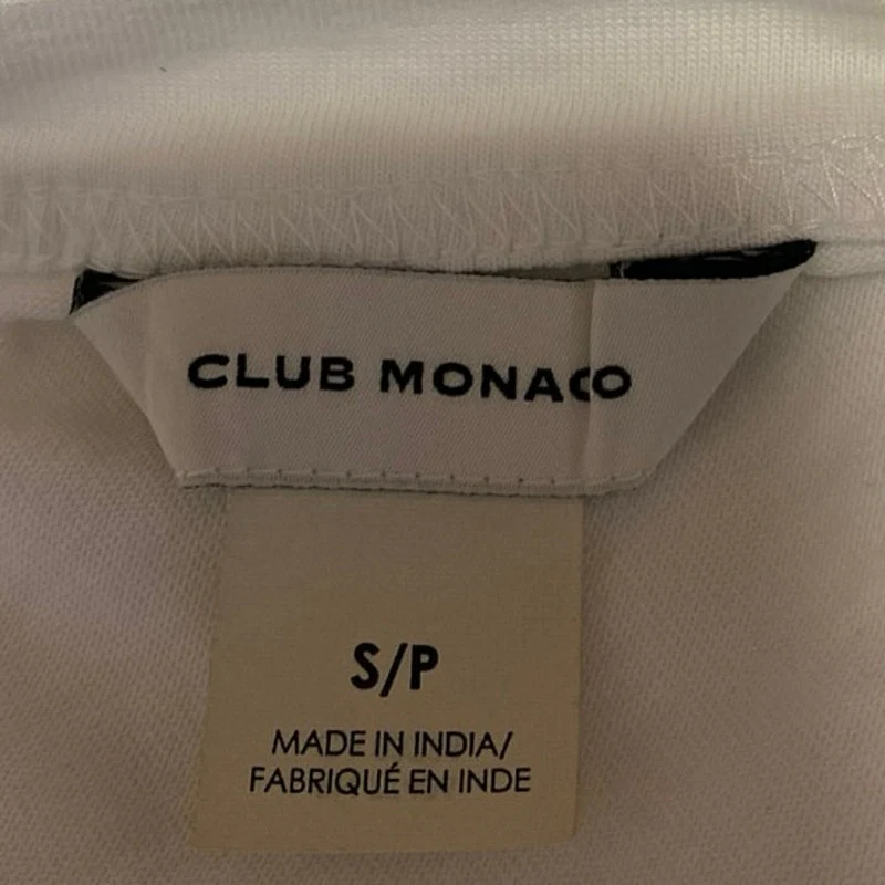 Club Monaco Women's White Blue Striped Long Sleeve Crew Neck Shirt Crop Top Sz S - Image 3