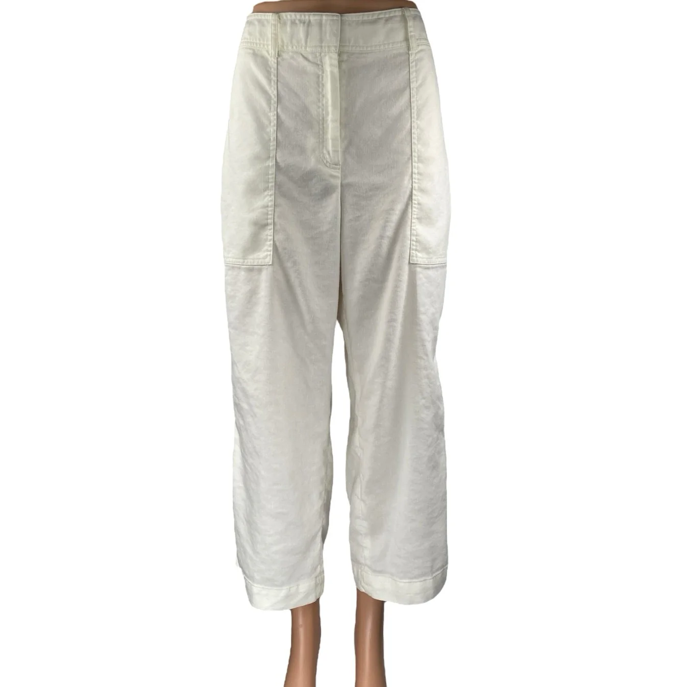 Club Monaco Women's White Linen High Waisted Wide Leg Palazzo Trousers Pants 34