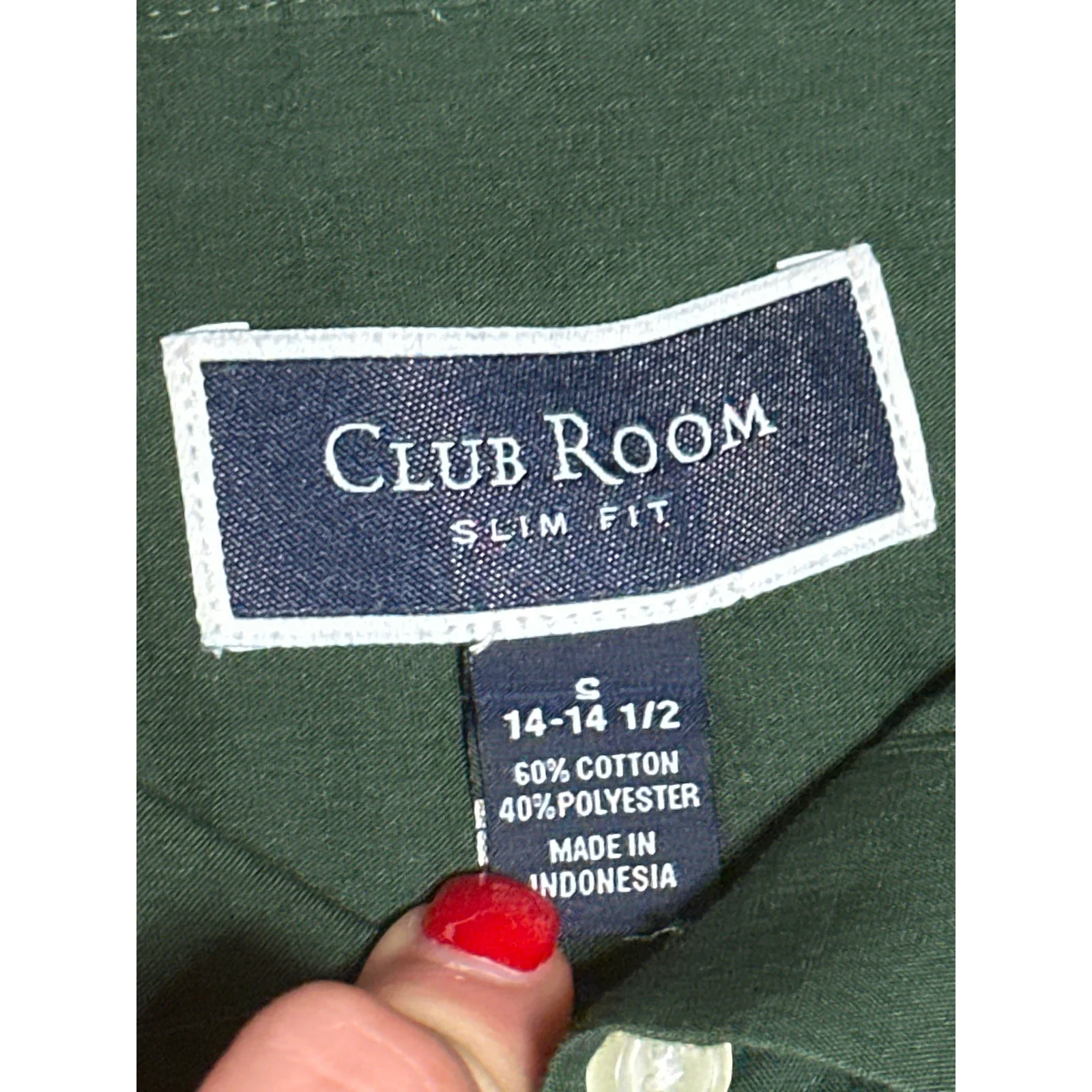 Club Room Men's Green Slim Fit Collared Long Sleeve Button Down Shirt Top Size S - Image 3