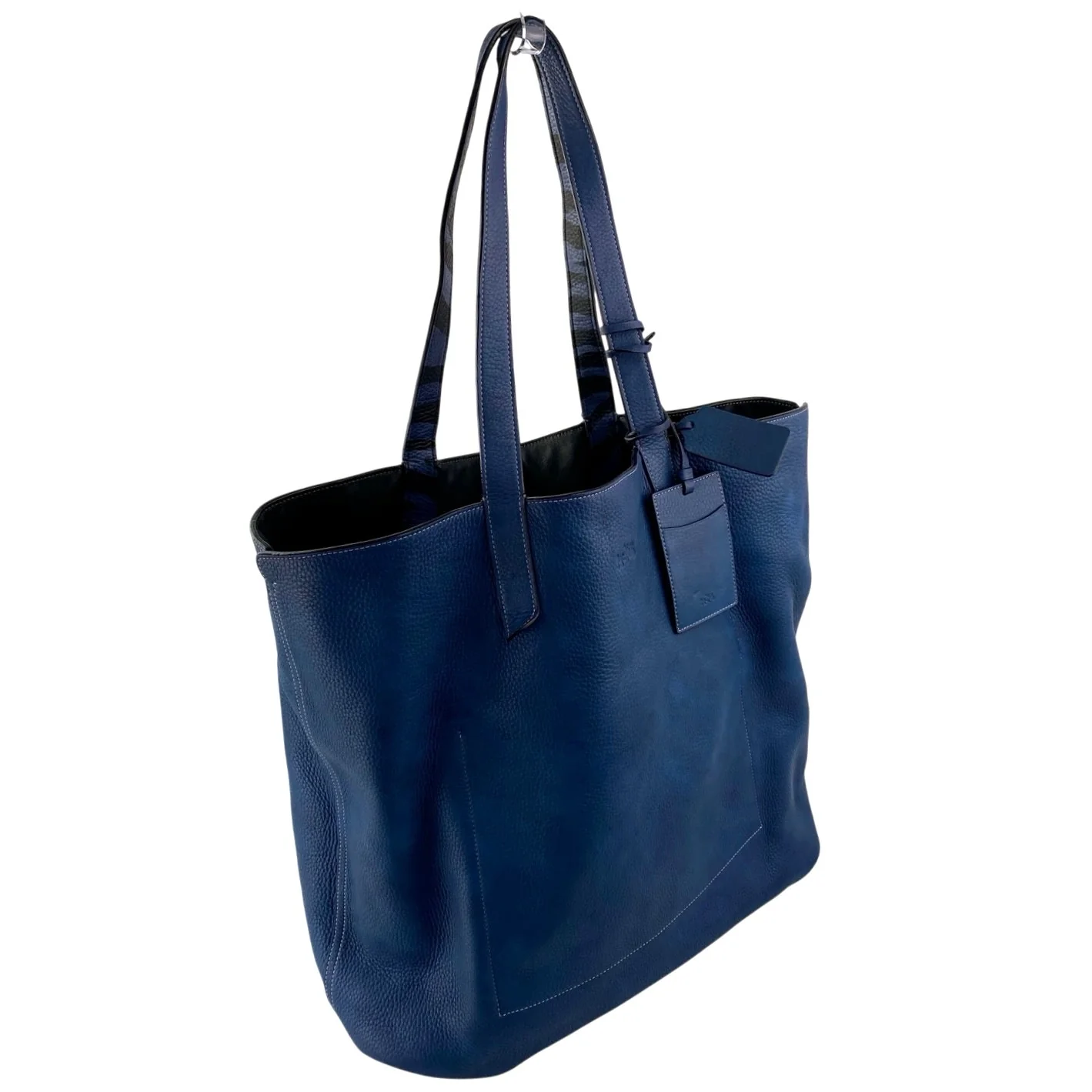 Coach Blue Black 100% Leather Reversible Zip Pocket ShoulderTote Bag Handbag OS - Image 3