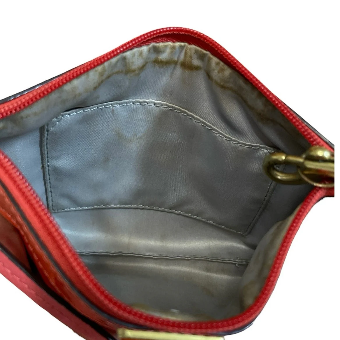 Coach Papaya Bright Orange Quilt Embossed Logo Monogram Pouch Wristlet OS - Image 3