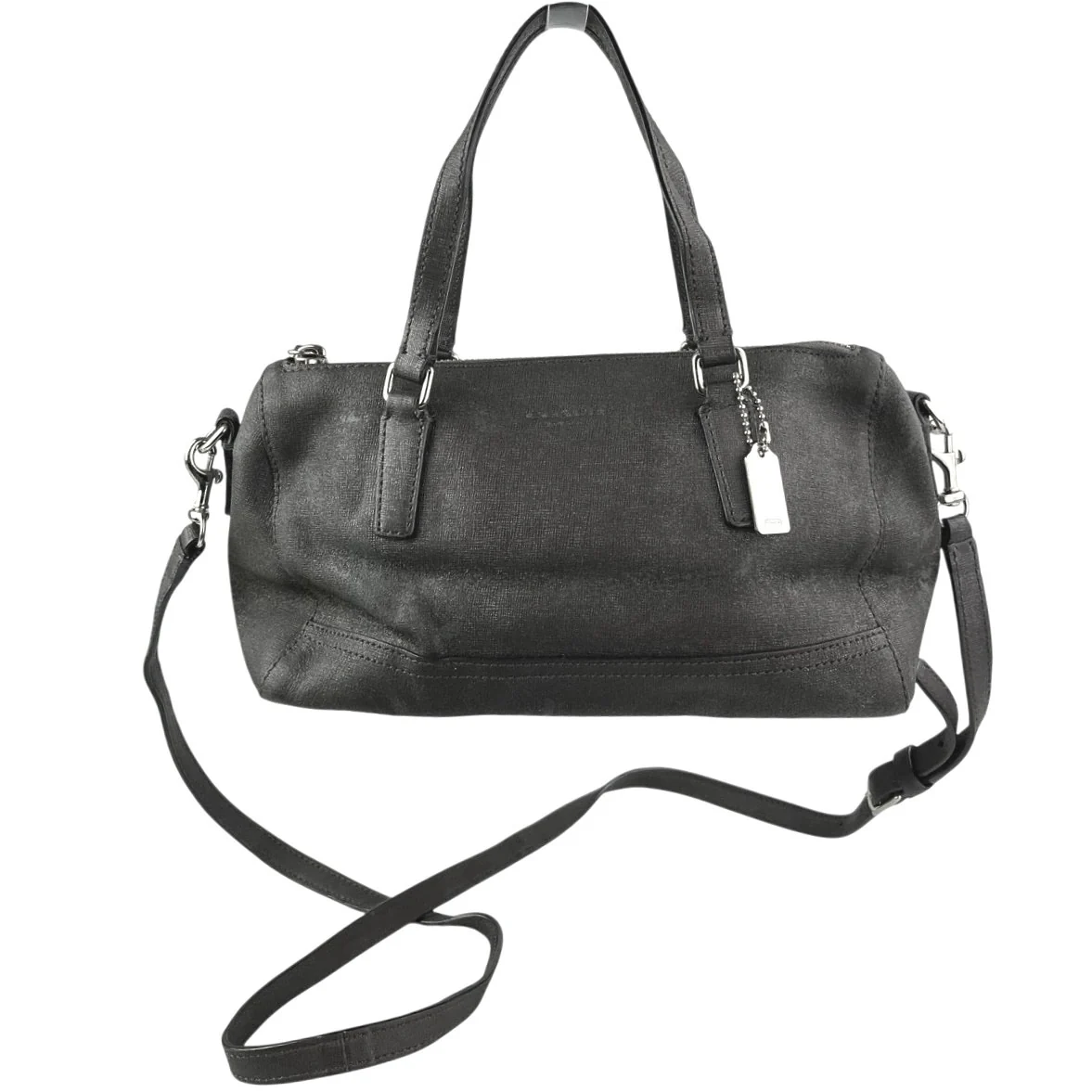 Coach Saffiano Women's Black Leather Adjustable Mini Satchel Handbag Crossbody - Image 2