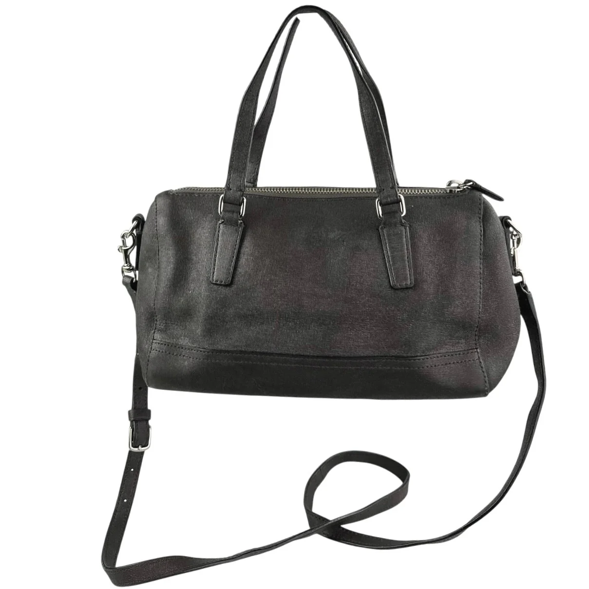 Coach Saffiano Women's Black Leather Adjustable Mini Satchel Handbag Crossbody - Image 3