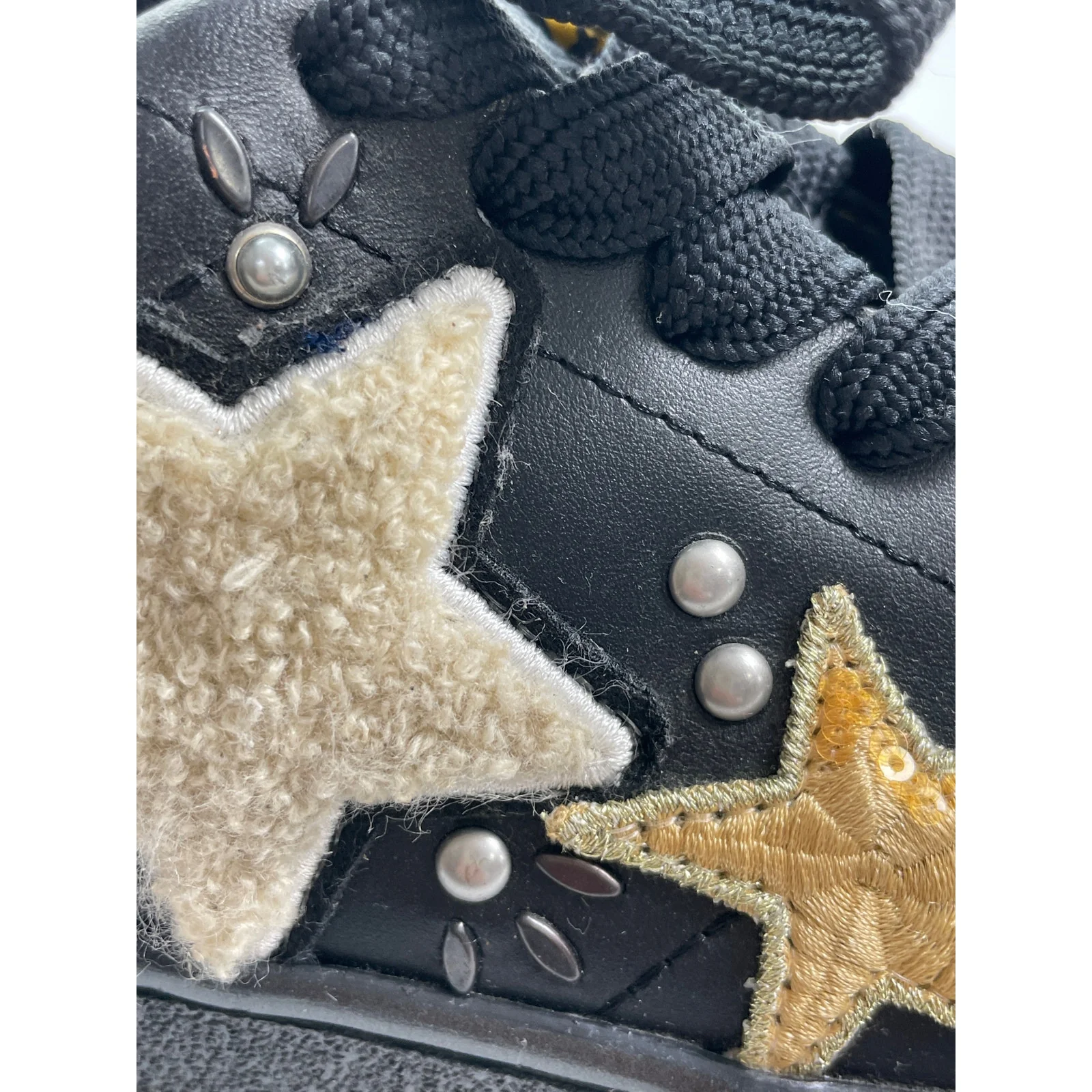 COACH Womens Black Floral Star Patches Sherpa Lace Up Low Top Sneakers Shoes 6.5 - Image 6