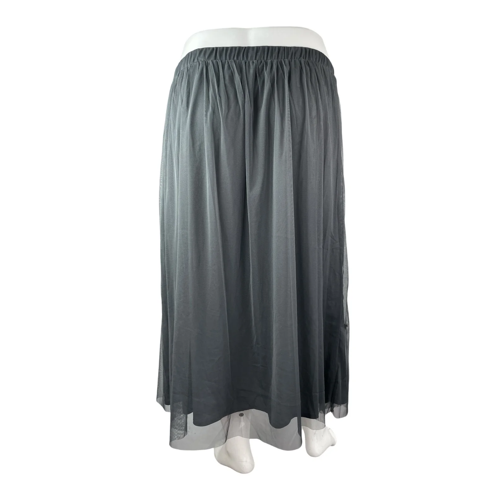 Coldwater Creek Women Gray Mesh Floral Embroidered Pleated Midi Full Skirt Sz 3X - Image 4