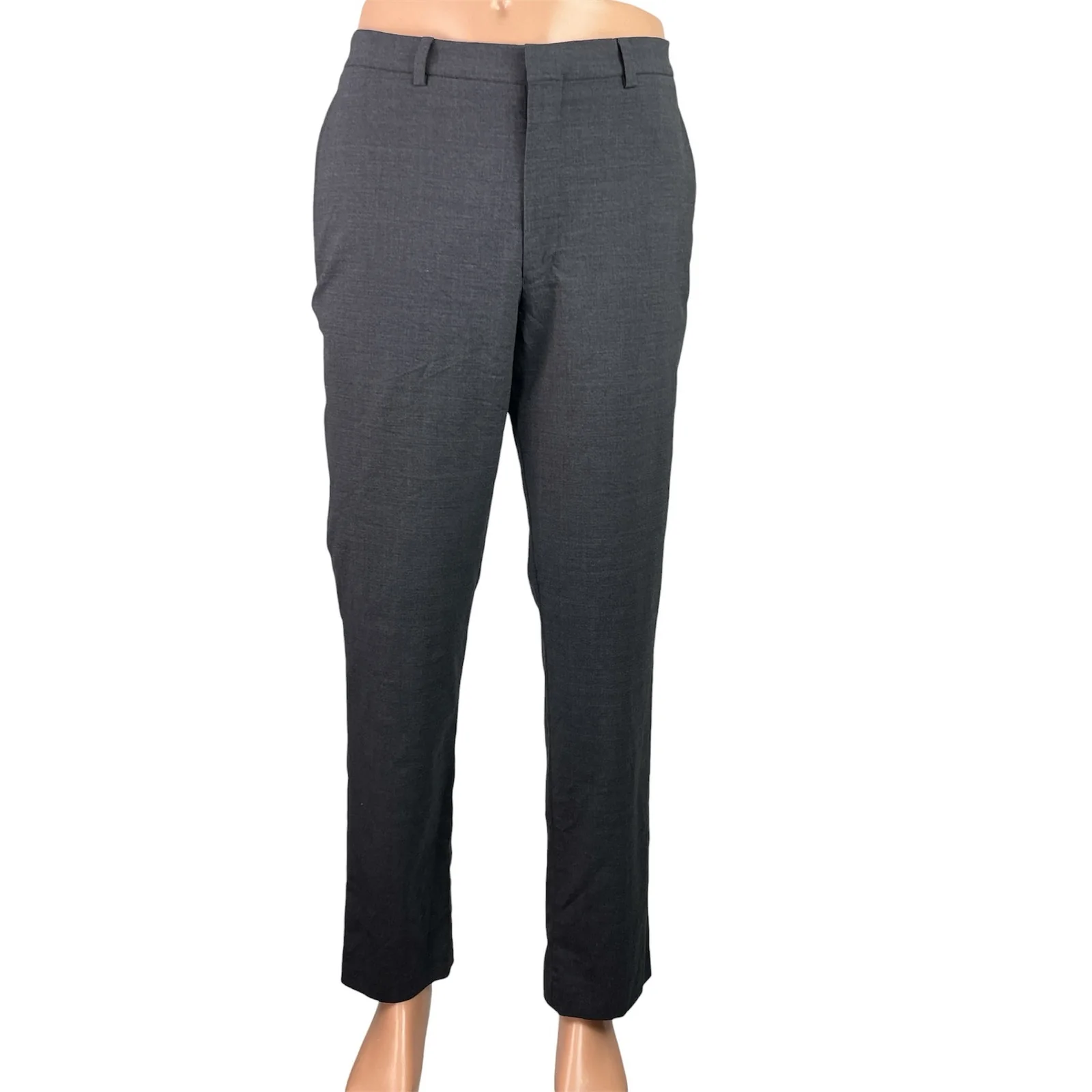 Cole Haan Grand Mens Black Wool Slim Tapered Leg Trouser Dress Pants Sz 36W 32L
