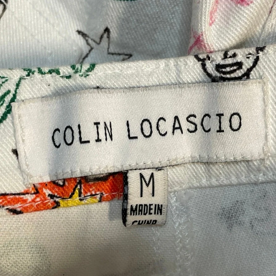 Colin LoCascio Jenni Dear Diary Doodle Palazzo Wide Straight Denim Jean Pants M - Image 5