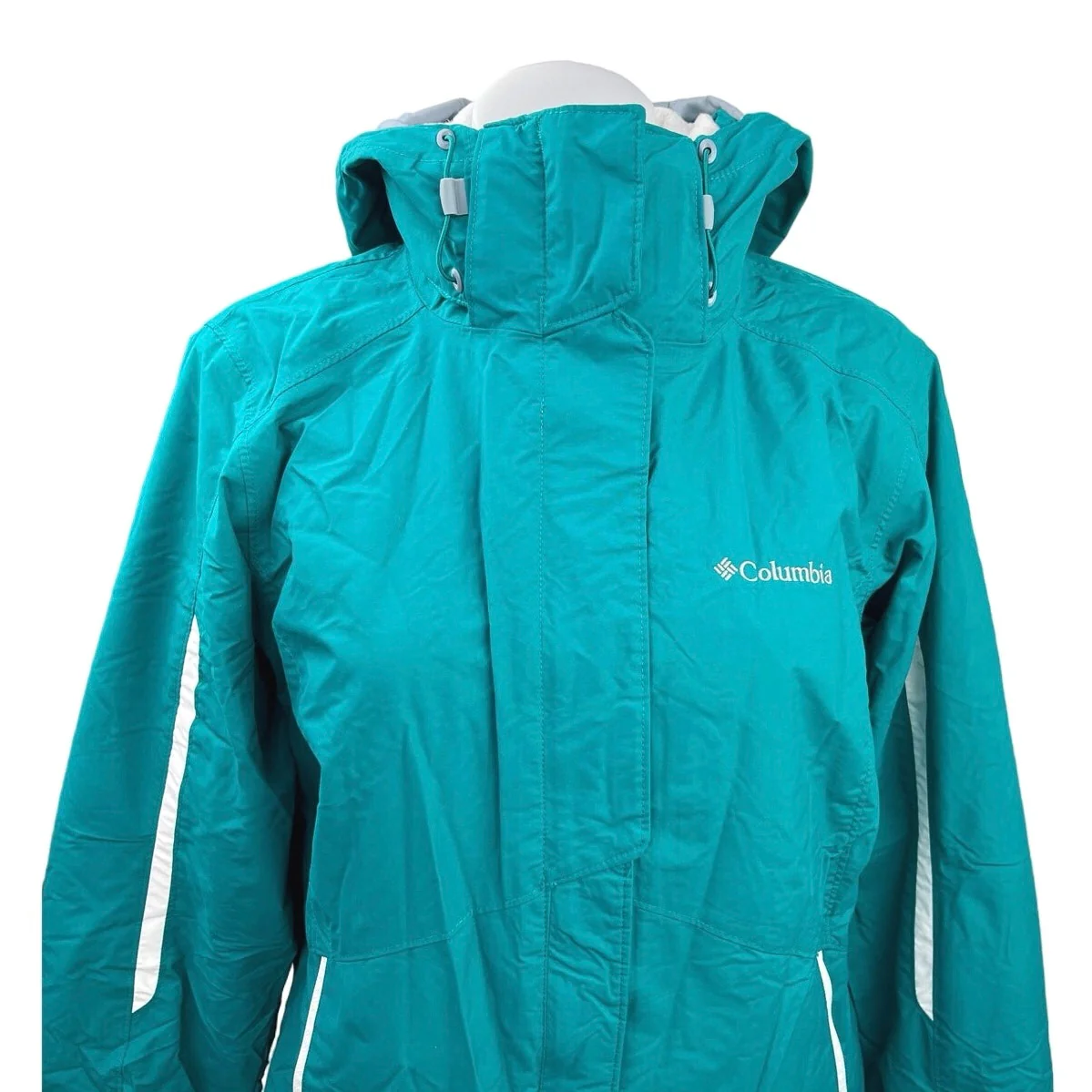 Columbia Interchange Blue Zip Up Hooded Hoodie Windbreaker Rain Coat Jacket Sz M - Image 3