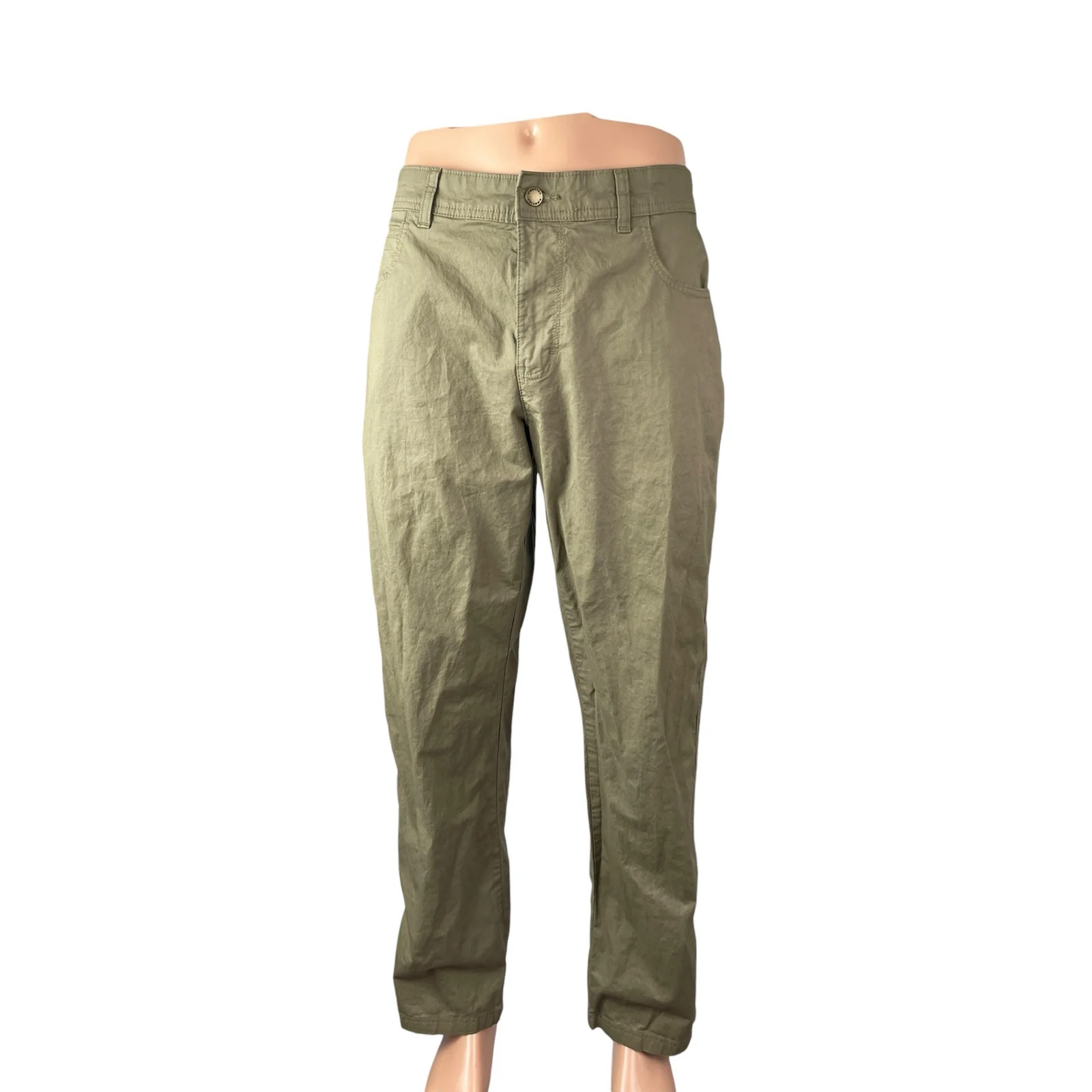 Columbia Men's Olive Green High Rise Straight Chino Trousers Dress Pants W36 L32